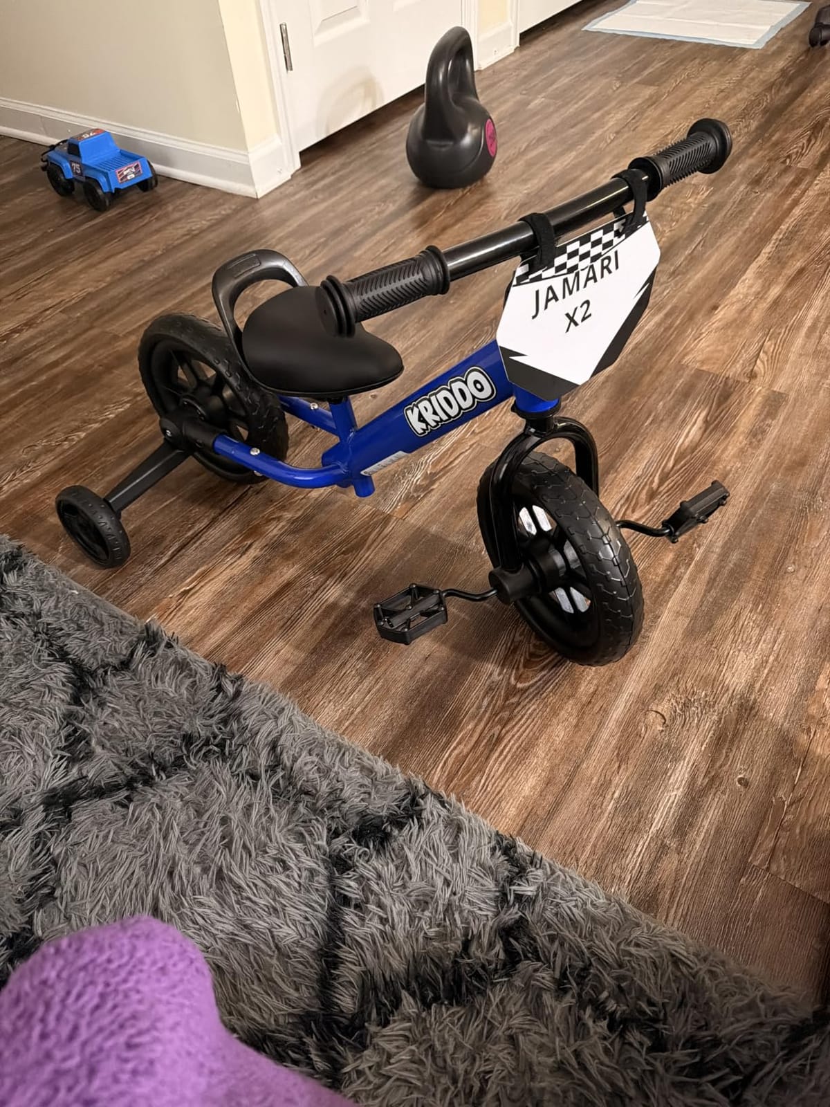 KRIDDO 2-in-1 Tricycle and Balance Bike for 2 Year Old with Training Wheels | Detachable Pedals and Stowable Training Wheels, DIY Plate, Riding Trikes Toy for Ages 18 Months to 3 Years customer photo 2