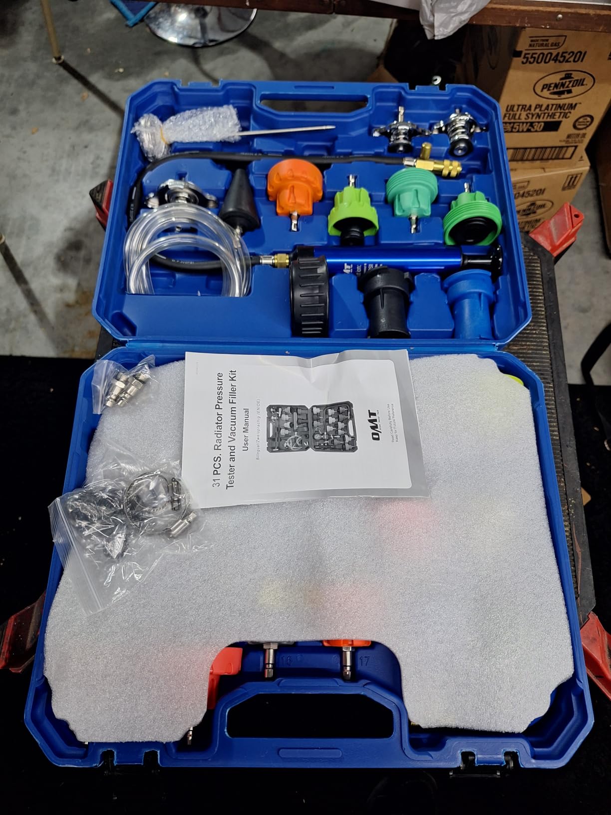 OMT Coolant Pressure Tester Kit, 33pc Master Vacuum Refill Kit, 23 Adapters customer photo 2