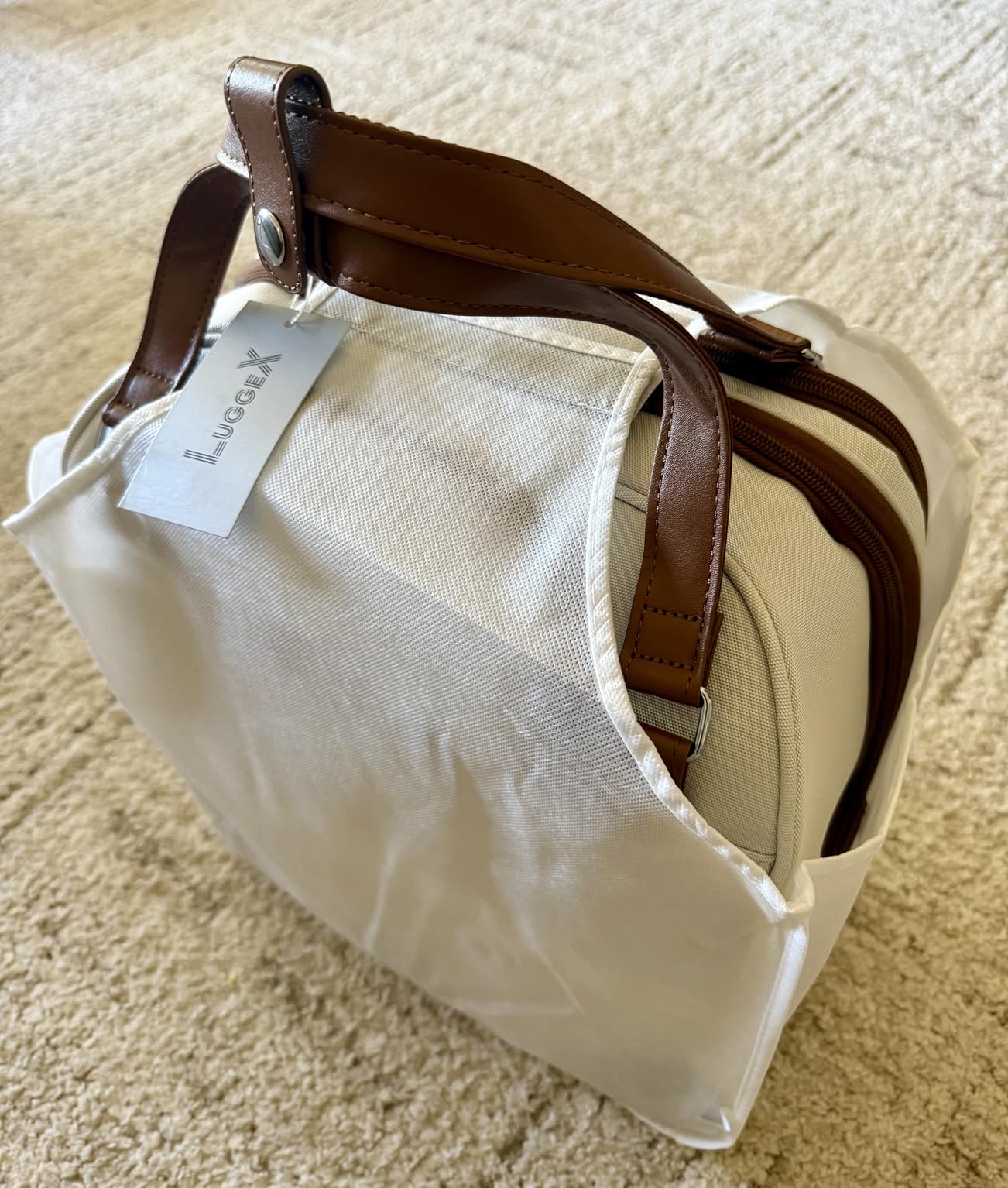 LUGGEX Underseat Carry On Bag, Cream White, 16