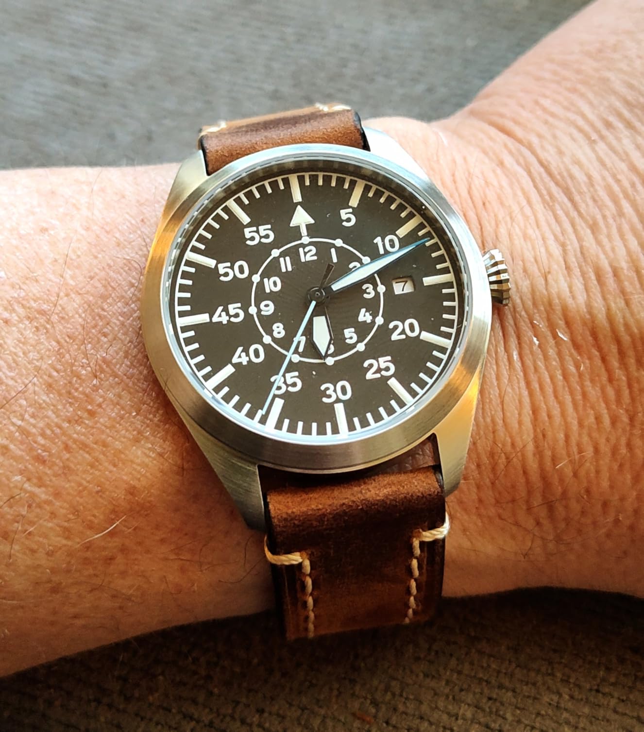 Pilot Watch Men's Aviator Wrist Watch Japan Automatic Movement Retro Mechanical Watches Stainless Steel Case with Luminous Waterproof customer photo 2