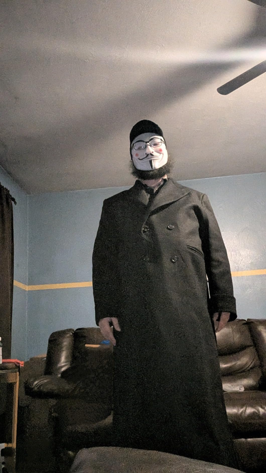 Mens Full Length Long Trench Coat Double Breasted Classic Overcoat customer photo 1