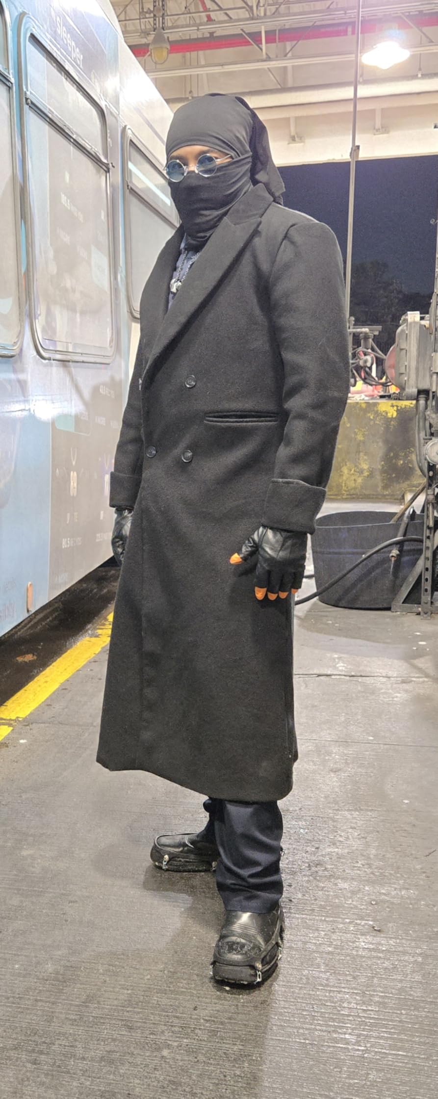 Mens Full Length Long Trench Coat Double Breasted Classic Overcoat customer photo 2