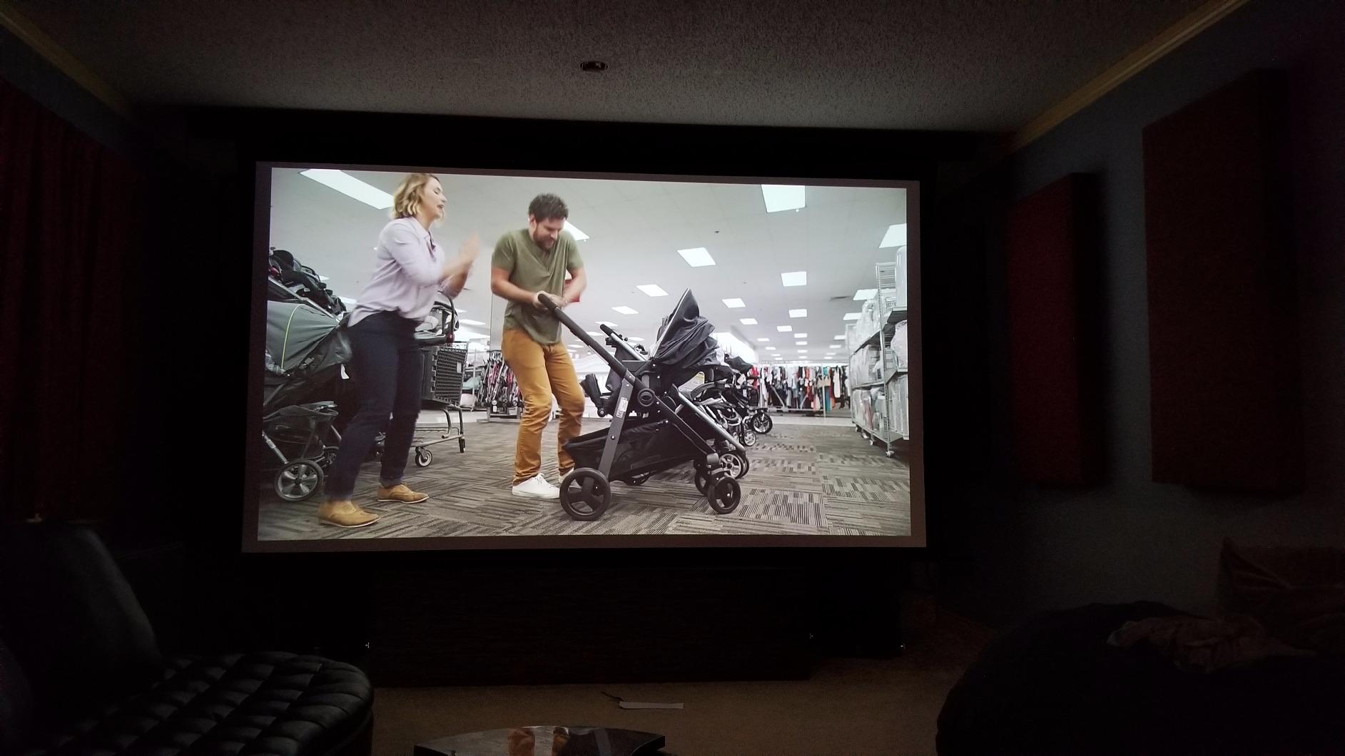 Elite Screens 125-Inch Motorized Projector Screen 16:9, CineGrey 4D at CLR/ALR Technology, Acoustically Transparent, ISF Certified, Tab-Tensioned Drop Down for Home Theater, STT125XHD4AT-E8 customer photo 1