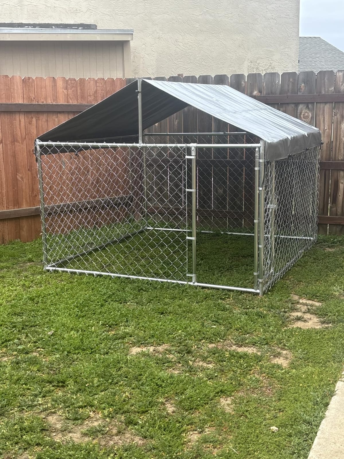 Large Dog Kennel Outdoor, Outside Dog Run Enclosure Heavy Duty Galvanized Steel Chain Link Metal Dog Pen House with Lockable Door and Water-resistant Roof, for Medium and Large Dogs (6.76'x6.76'x5.65') customer photo 1