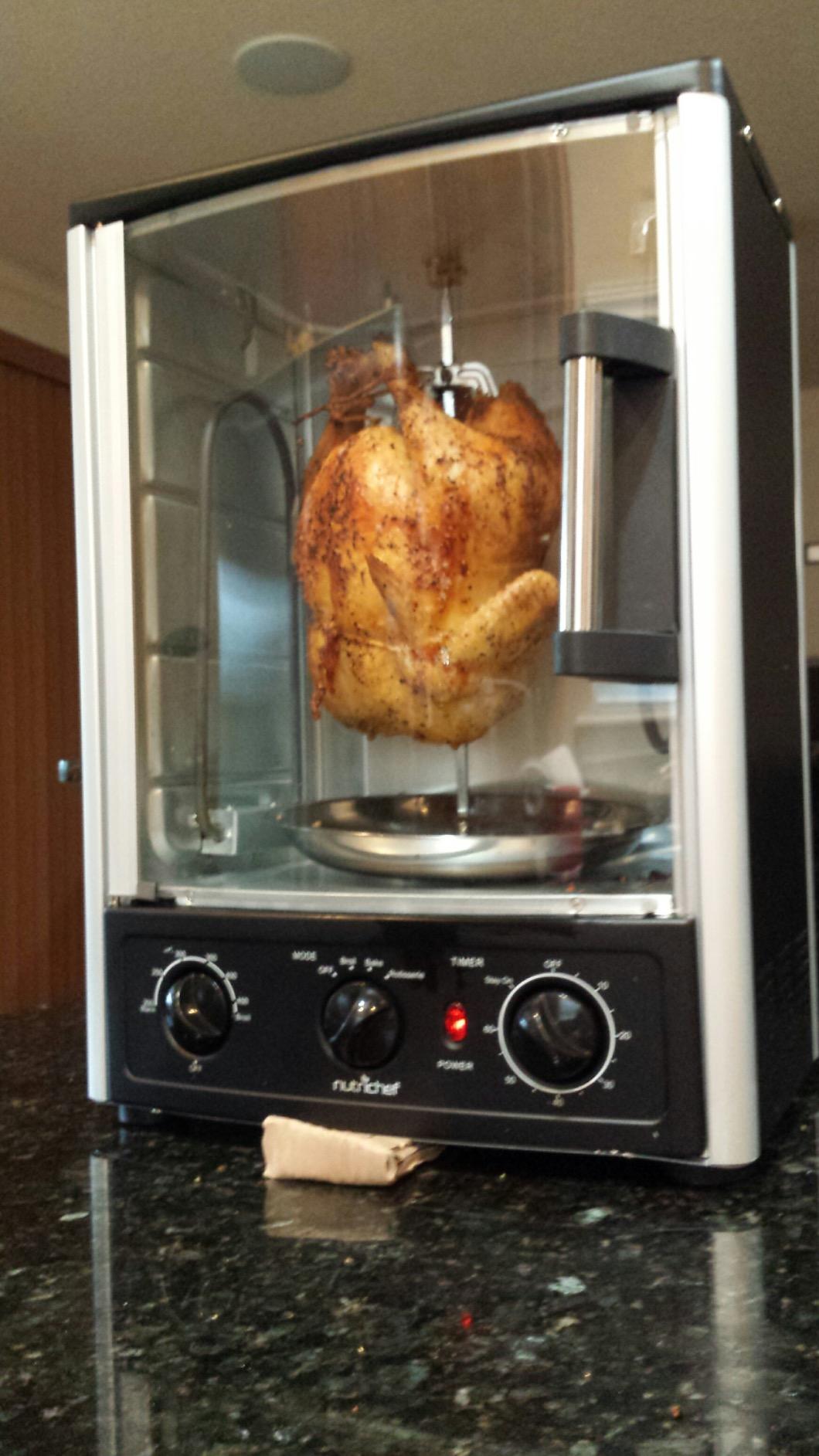 Nutrichef Vertical Countertop Oven with Rotisserie, Bake, Broil, & Kebab Rack Functions - Adjustable Settings - 2 Shelves - 1500W - Thanksgiving Turkey - Includes Grill, Kebab skewer racks & bake pan customer photo 2