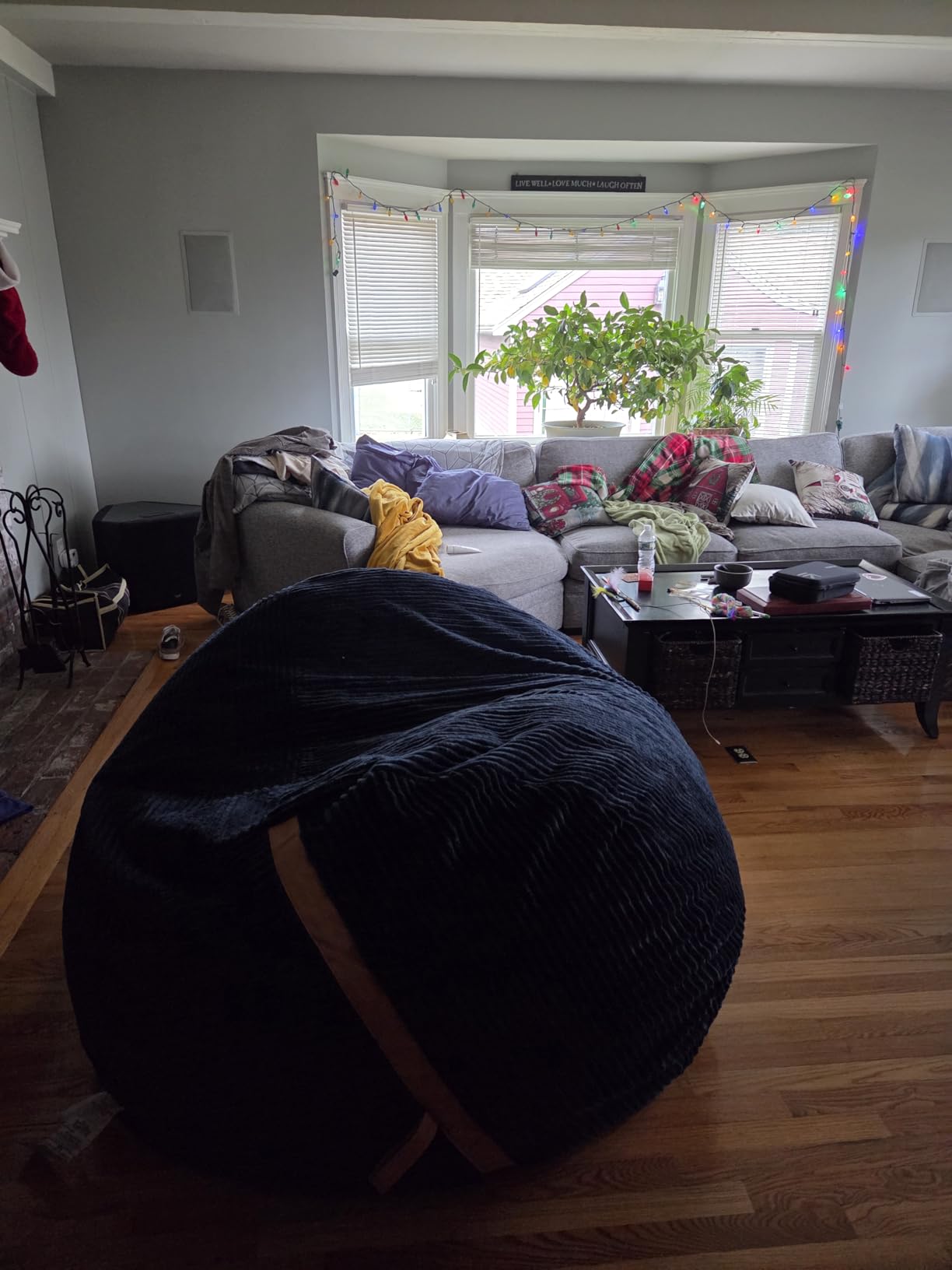Big Joe Fuf 7Ft Giant Foam Bean Bag Chair, Oversized Couch with Removable Cover for Kids, Teens, Adults, Vanilla Latte Corded Plush, 7 Foot customer photo 2
