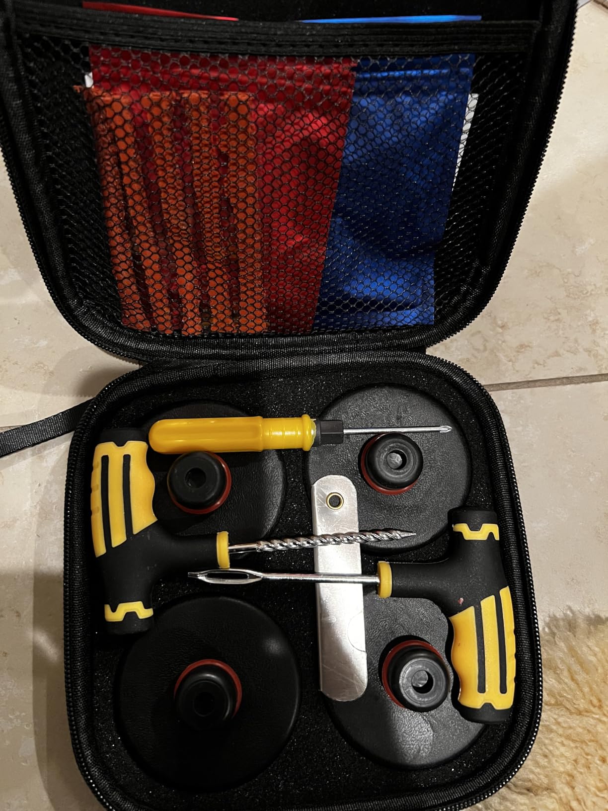 Tesla Jack Pads for Model Y/3/S/X 2016 to 2026 with Tire Repair Tools Kit | Tesla lifting pucks,4 PCS Tesla Rubber Pucks Accessories with Storage Case,Protect Battery & Chassis customer photo 1