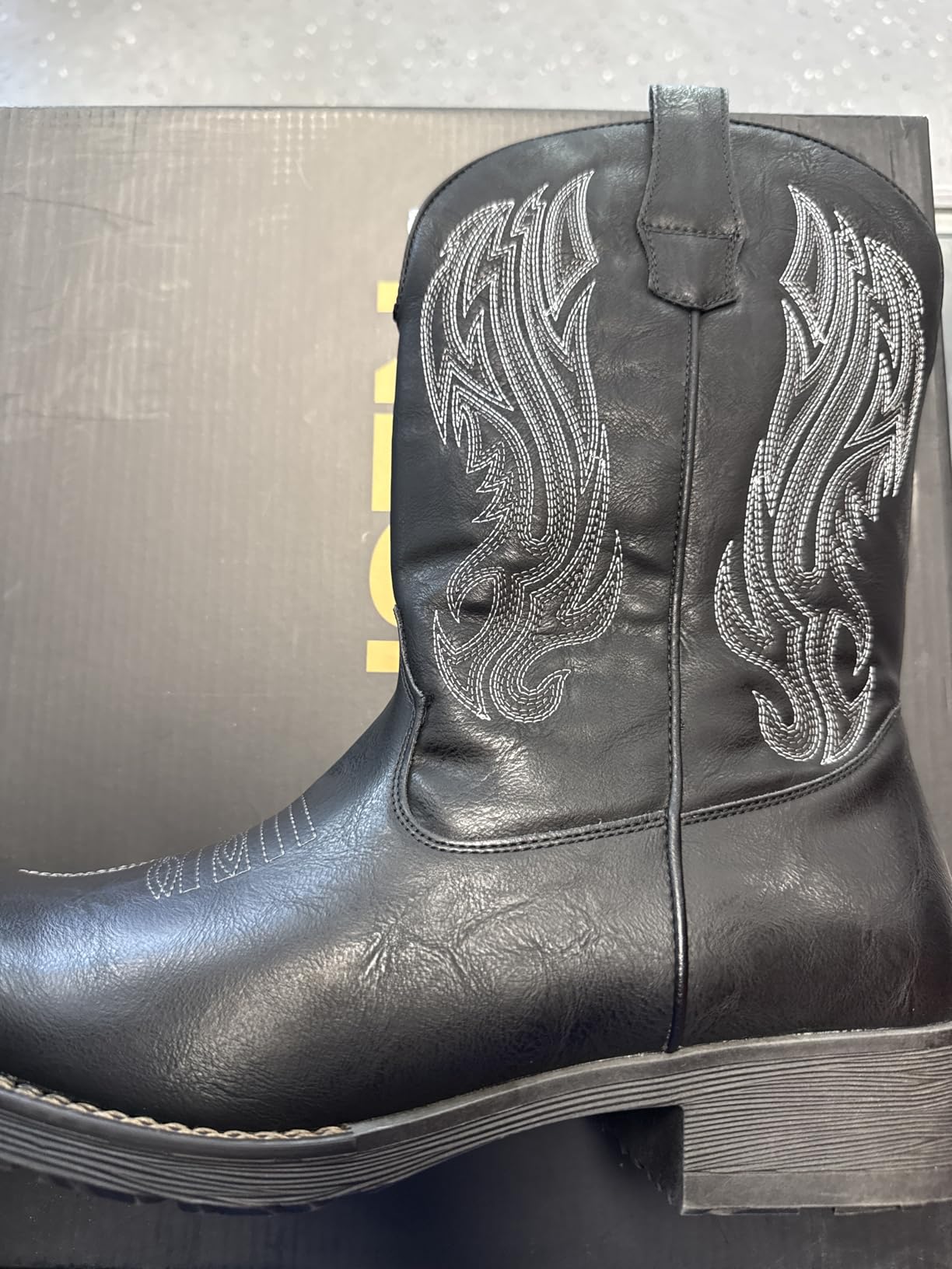 Jousen Cowboy Boots for Men Square Toe Western Side Zipper customer photo 1