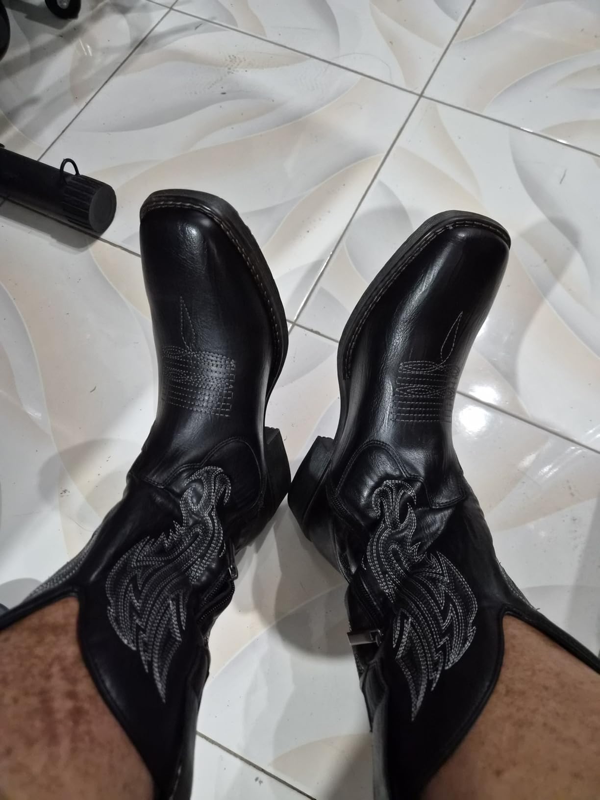 Jousen Cowboy Boots for Men Square Toe Western Side Zipper customer photo 2