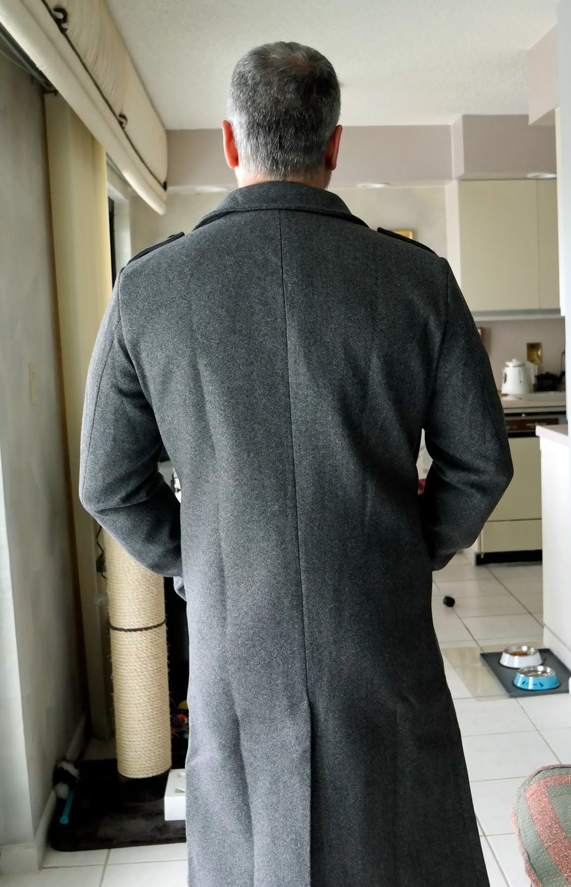 Mens Double Breasted Trench Coat Long Peacoat Winter Overcoat customer photo 2