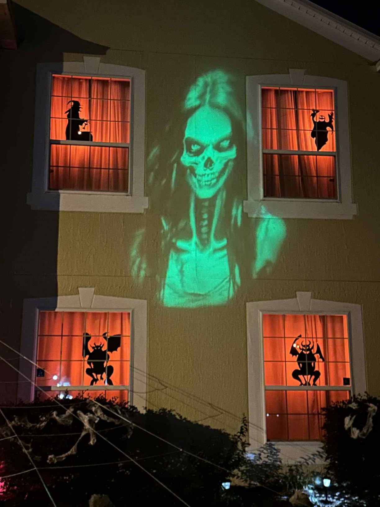Halloween Projector Outdoor, 2026 Upgraded 3D Dynamic Skull HD Patterns,Clearer Holiday Light Ideal for Window Wall Displays and Halloween Garage Door Cover Projections customer photo 1