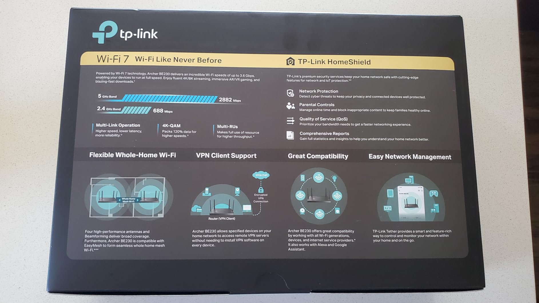 TP-Link Dual-Band BE3600 Wi-Fi 7 Router, Archer BE230 | 4-Stream | 2×2.5G + 3×1G Ports, USB 3.0, 2.0 GHz Quad Core, 4 Antennas | VPN, EasyMesh, HomeShield, MLO, Private IOT customer photo 1