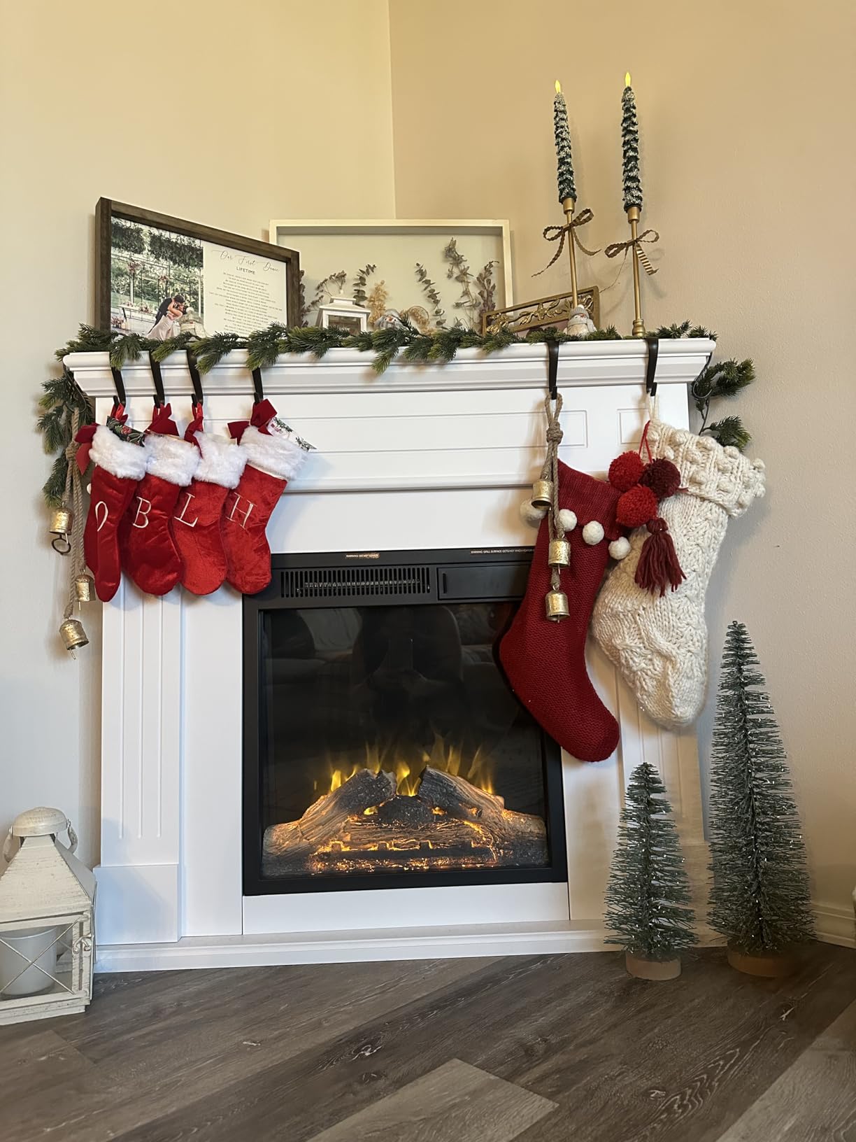 R.W.FLAME 43” Corner Electric Fireplace Mantel Wooden Surround Firebox, TV Stand with Freestanding Electric Fireplace, Remote Control, Adjustable Led Flame, 750W/1500W Pearl White customer photo 2