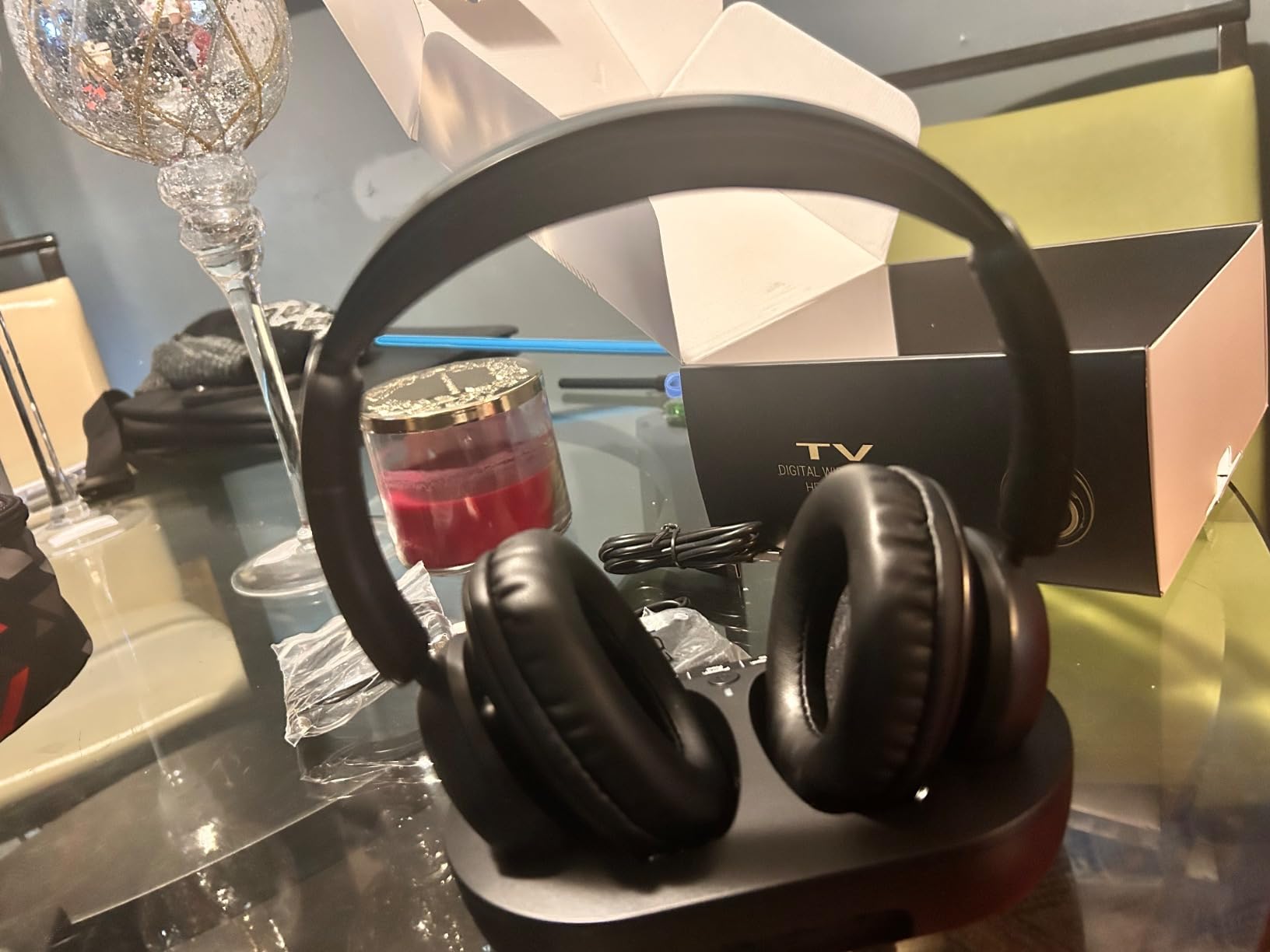 Wireless TV Headphones for Seniors with Transmitter,Black customer photo 1