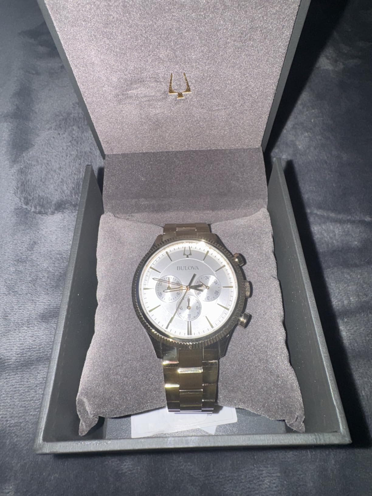 Bulova Men's Classic 6-Hand Chronograph Quartz Gold Stainless Steel Watch, 24 Hour Time, Luminous Hands, 43mm customer photo 1
