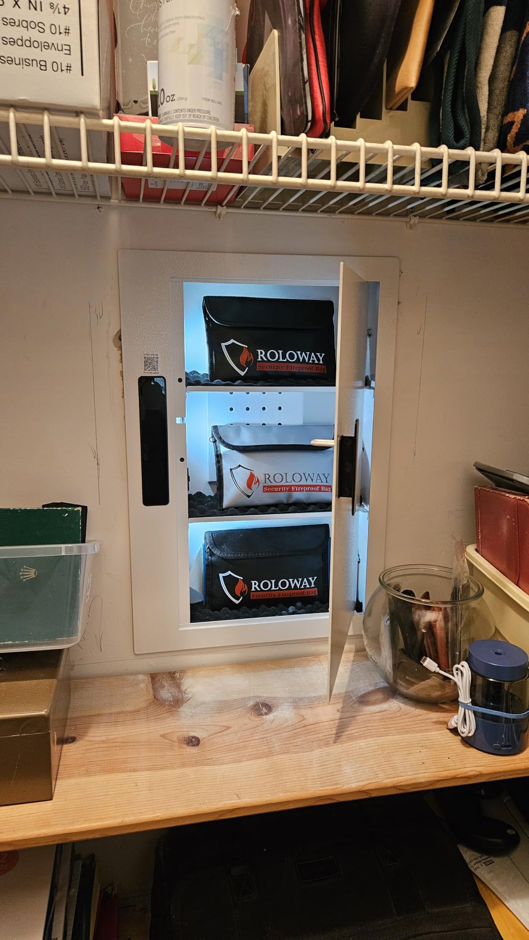 Grimtron Quick Access Electronic Wall Safe with Removable Shelves & Hooks customer photo 1