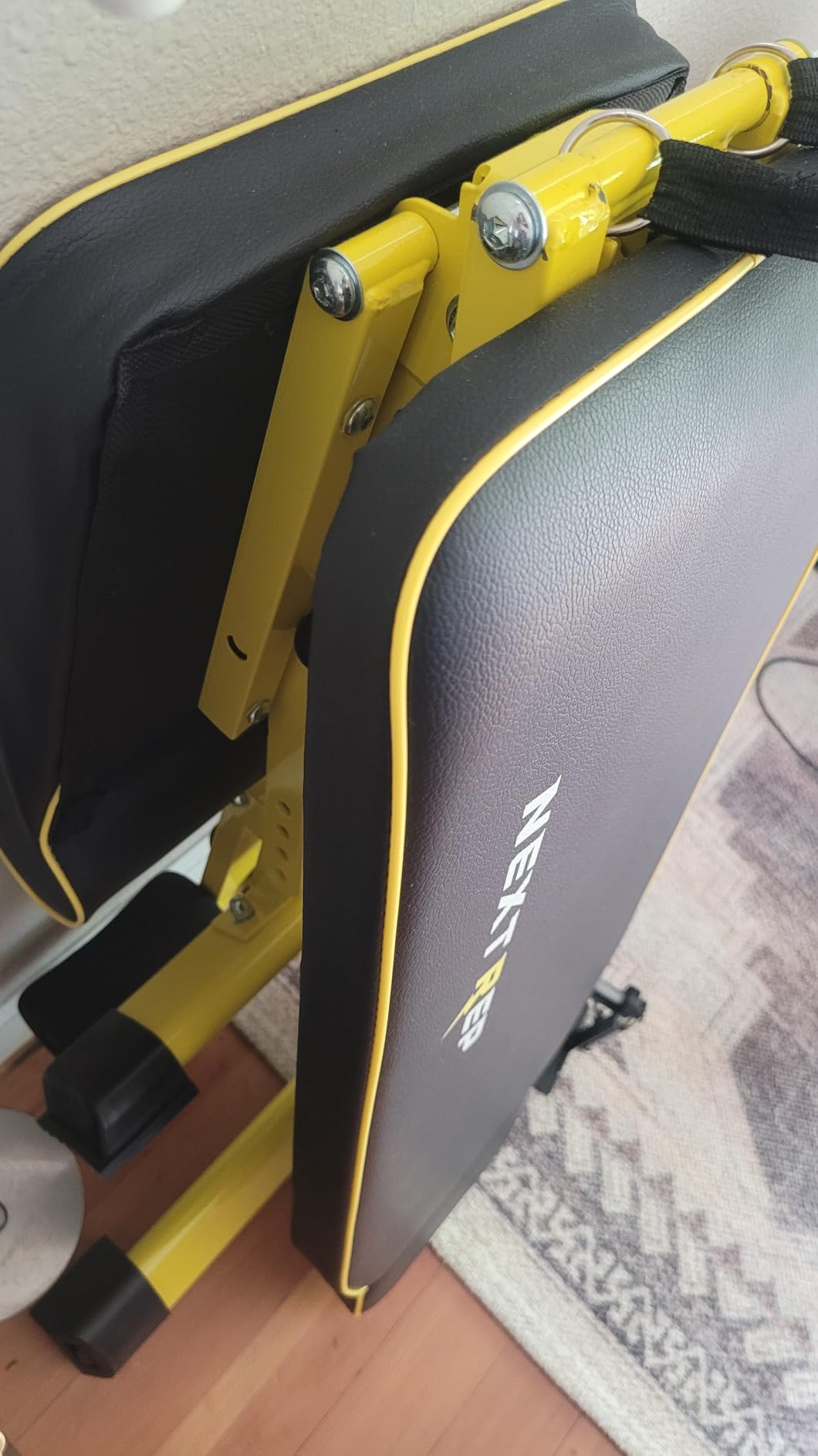Adjustable Weight Bench,1000 LB Fast Folding Workout Bench for Home Gym Strength Training, Incline Decline Flat Utility Bench Press for Full Body Workout, Upright Storage Yellow Exercise Bench customer photo 1