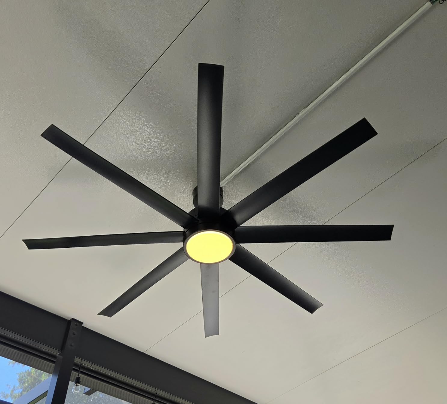 Modern Ceiling Fans with Lights, 72 Inch Ceiling Fan with Light and Remote, Bedroom Living Room Library Cafe Outdoor/Industrial,24W 6CCT Dimmable, 8 Blades 6 Speed Reversible Quiet DC Motor, Black customer photo 1