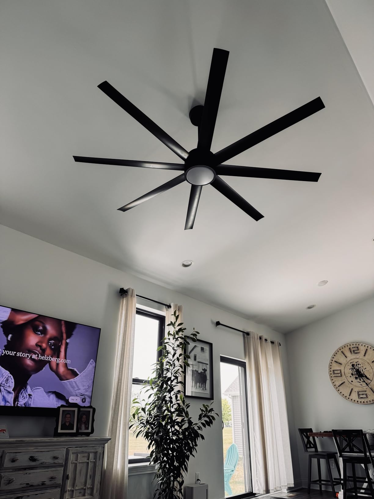 Modern Ceiling Fans with Lights, 72 Inch Ceiling Fan with Light and Remote, Bedroom Living Room Library Cafe Outdoor/Industrial,24W 6CCT Dimmable, 8 Blades 6 Speed Reversible Quiet DC Motor, Black customer photo 2