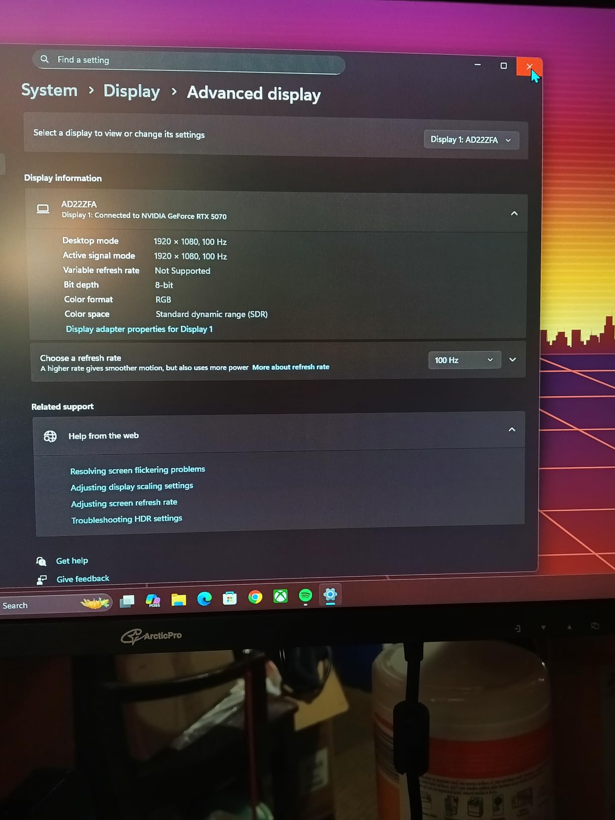ArcticPro 22 Inch Gaming Monitor 144Hz, FHD Computer Monitor, 105% sRGB | 1080p, 4000:1 Contrast, 3-Sided Frameless, Ultra Slim, VESA Mount, Eye Care, HDMI, VGA customer photo 1