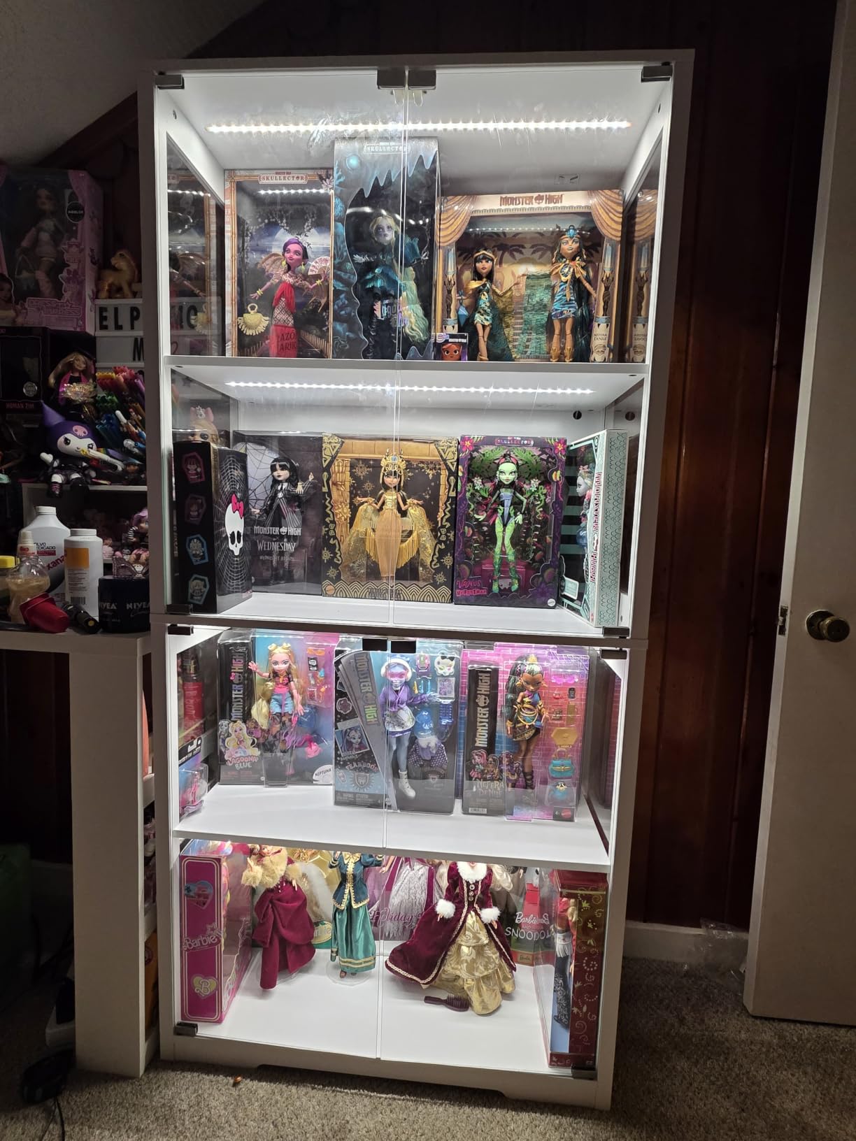 BROTTAR Display Cabinet with Glass Doors, 4-Tier Display Case, Black | Curio Cabinet with 3 Color Lights for Collectibles, Storage Cabinets with Human Body Sensor customer photo 1