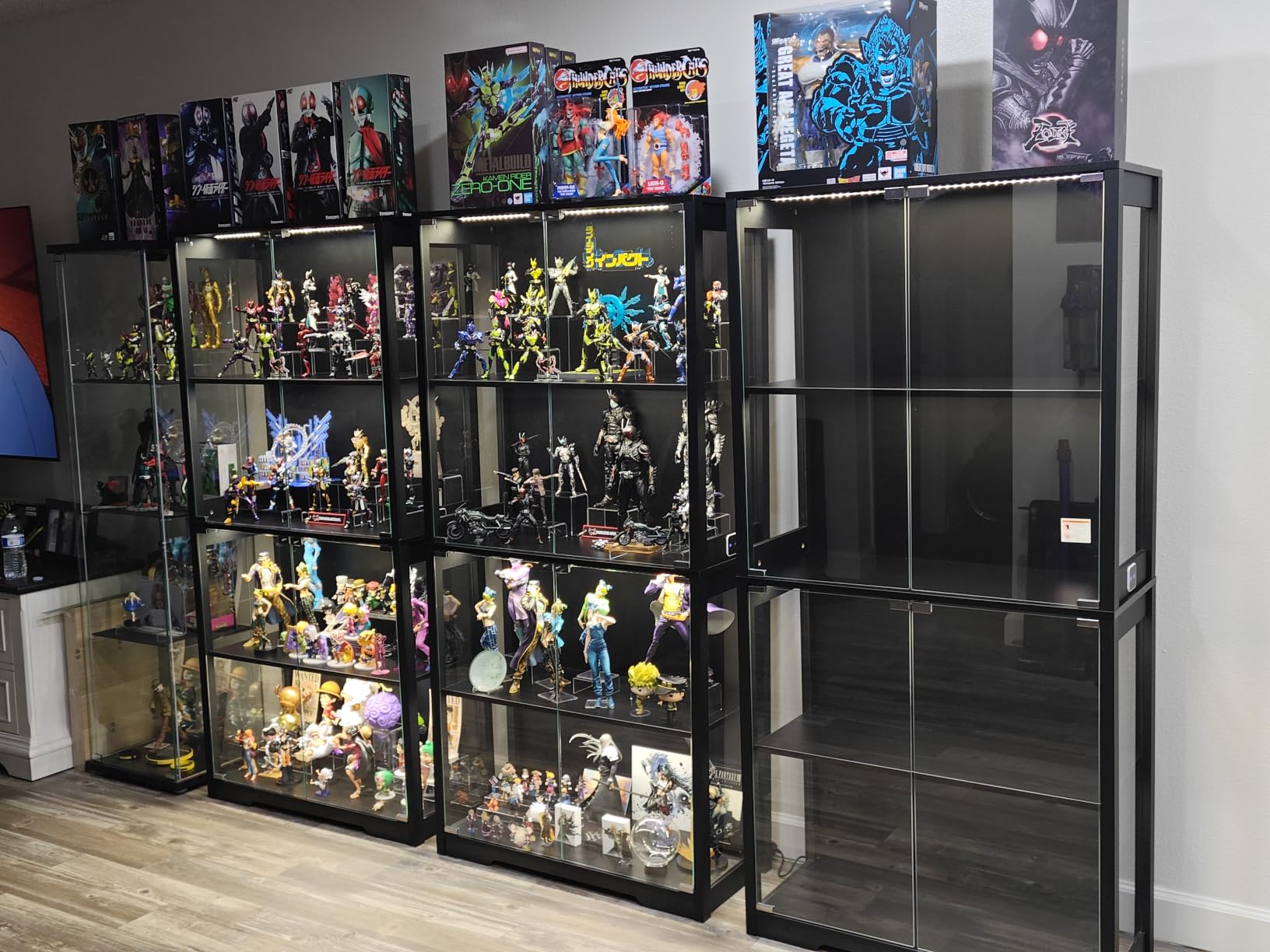 BROTTAR Display Cabinet with Glass Doors, 4-Tier Display Case, Black | Curio Cabinet with 3 Color Lights for Collectibles, Storage Cabinets with Human Body Sensor customer photo 2