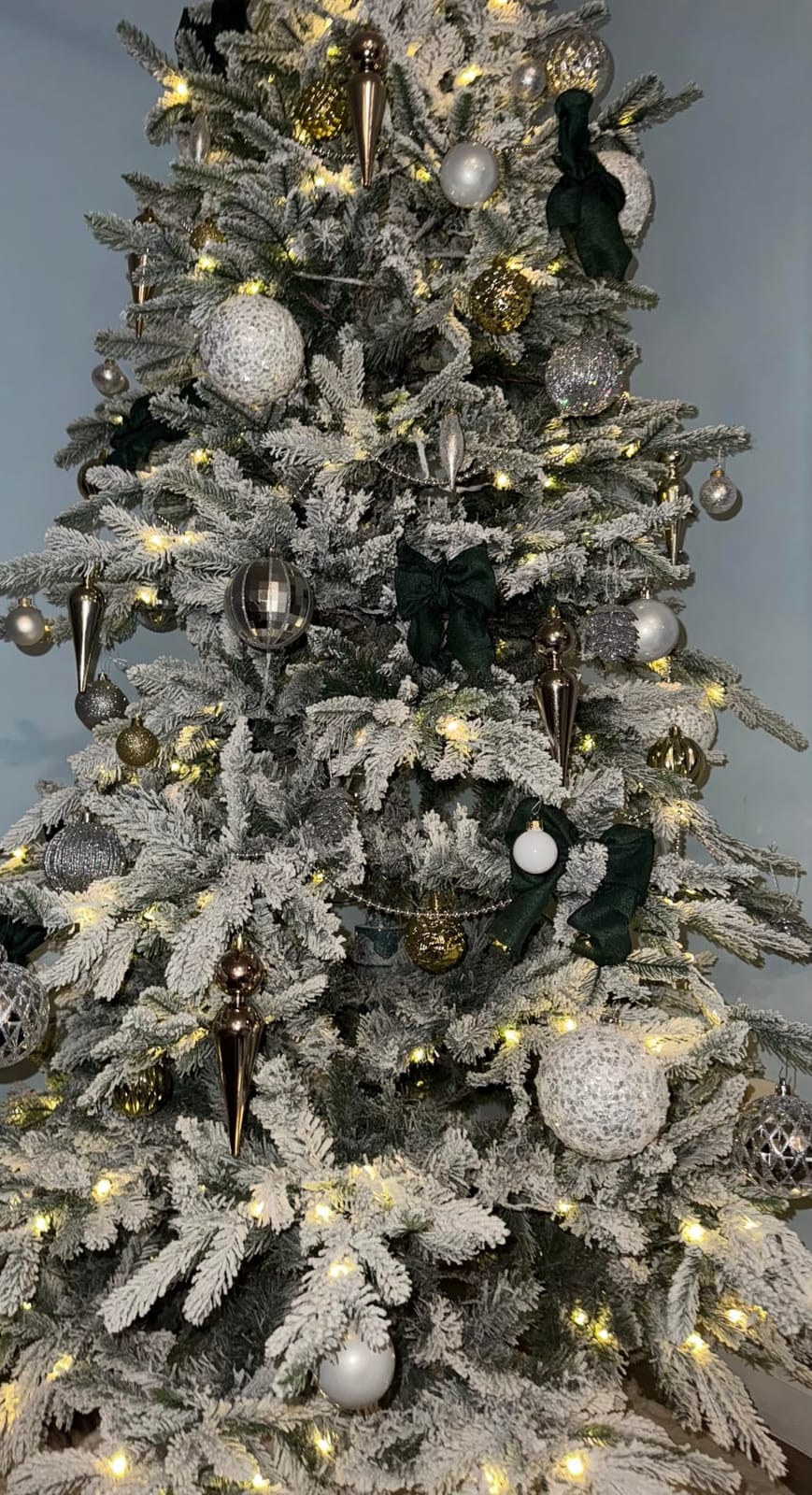 Best Choice Products Lighted Aspen Christmas Tree, 12ft Flocked Artifical Noble Fir, Pre-Lit White & Multicolored LED Lights Premium Holiday Décor - Green customer photo 1