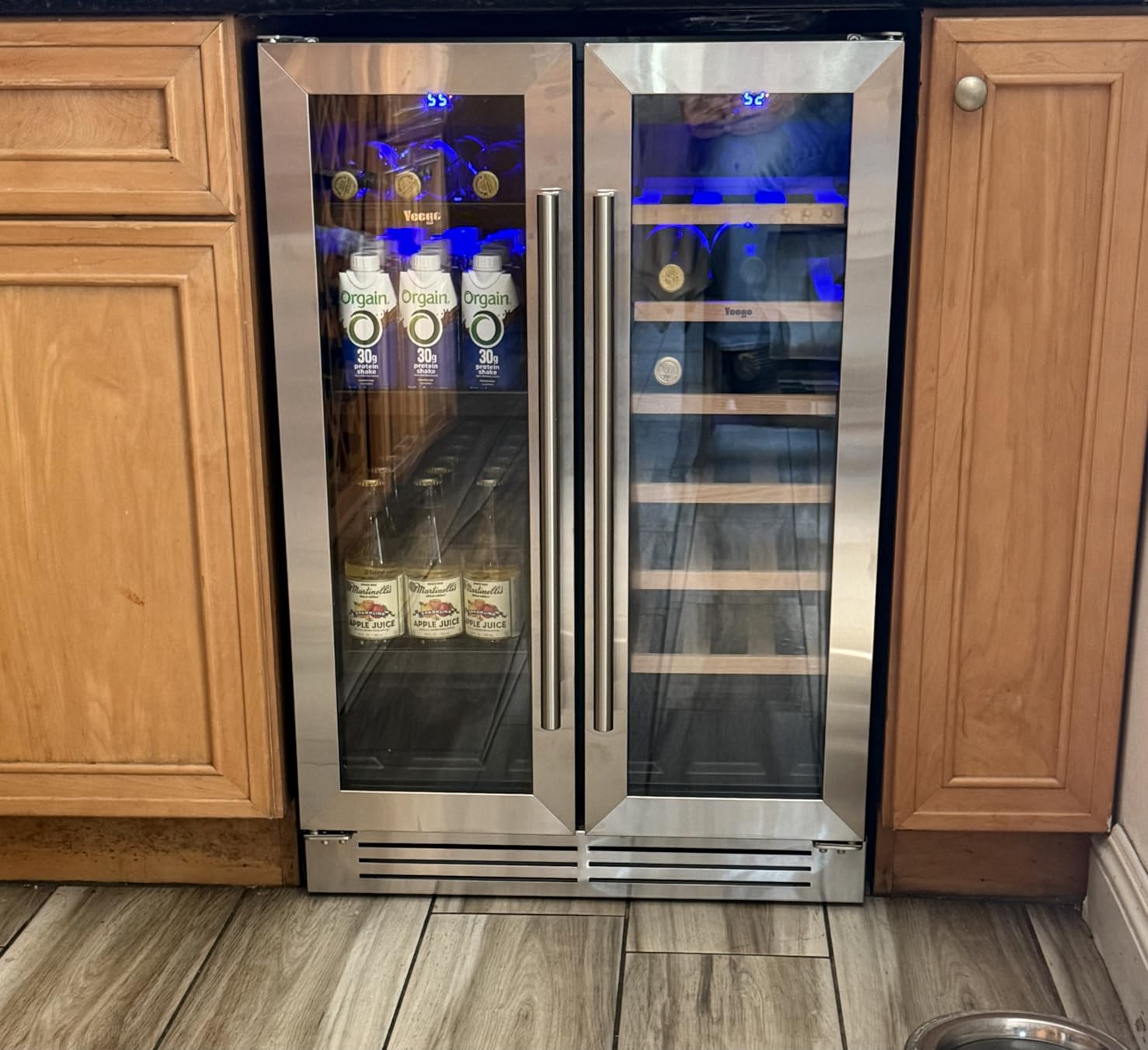 Yeego 24 Inch Wine Fridge, 52 Bottle Dual Zone Wine Cooler with Glass Door | Built-In or Freestanding, Under Counter Wine Refrigerator with 40-65°F | For Home Bar, Kitchen customer photo 2