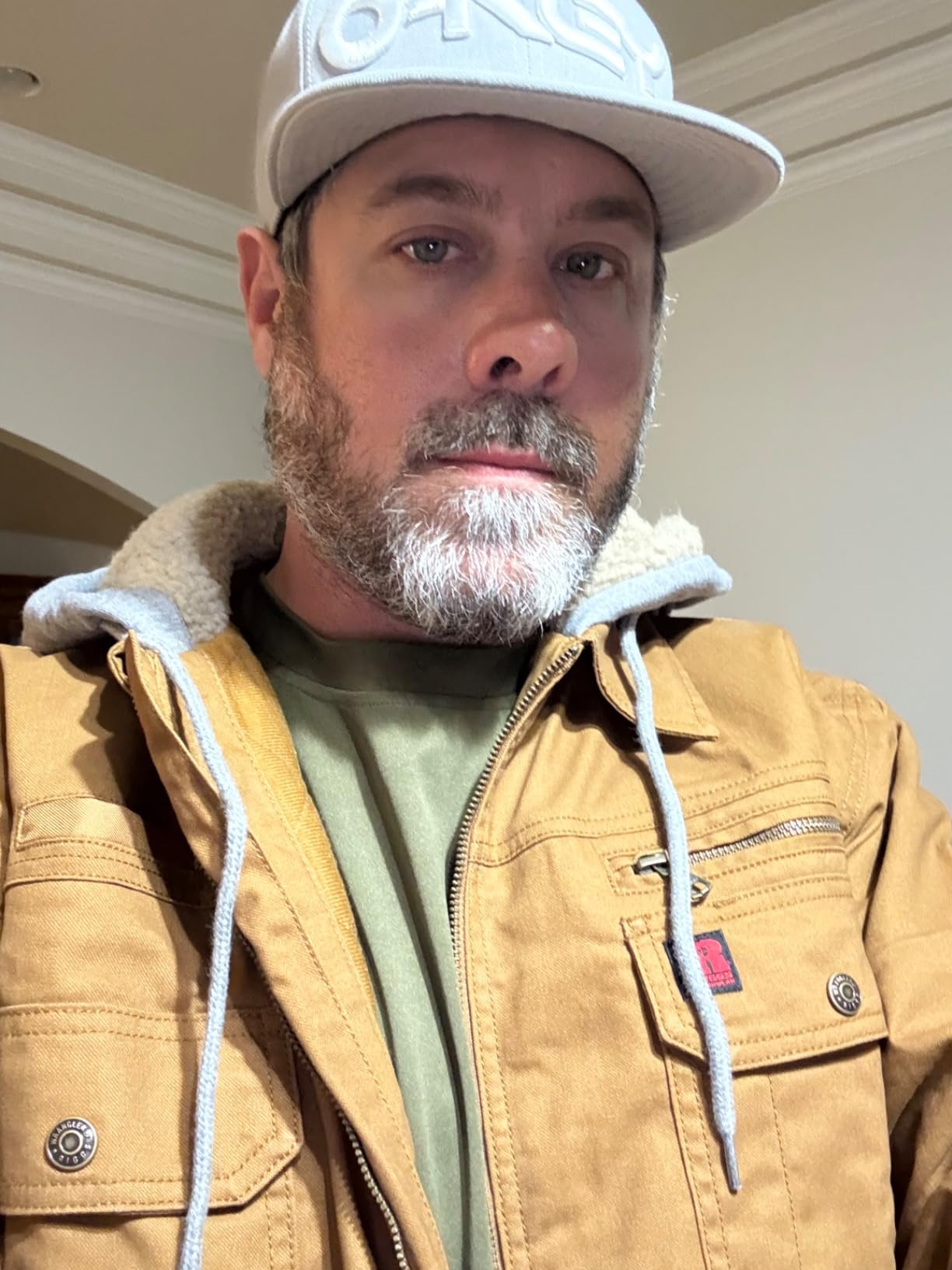 Wrangler Men's Quilted Lined Jacket With Sherpa Hood customer photo 1