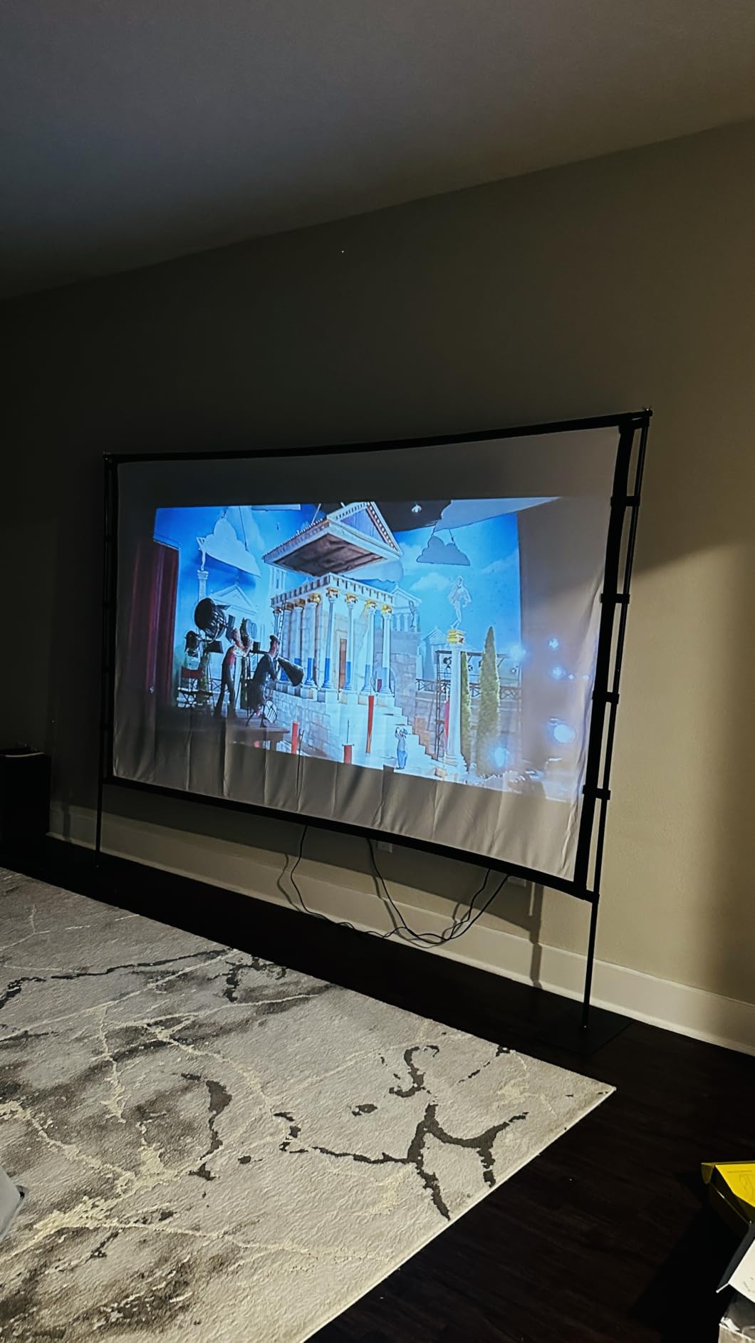 STWUI Outdoor-Projector-Screen-with-Stand - 120 inch Portable Projector Screen Indoor Outdoor Projector Screens 16:9 4K HD Lightweight Movie Screen with Carry Bag for Backyard Movie Night customer photo 1