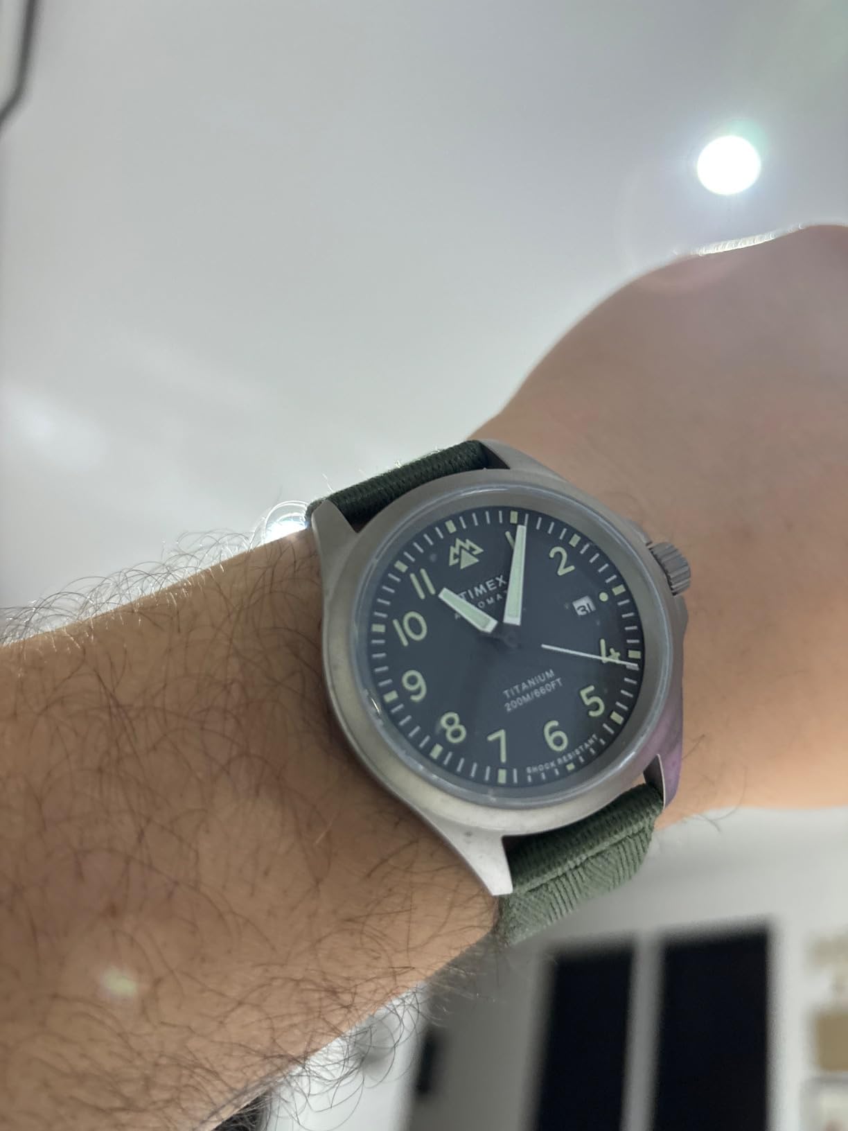 Timex Men's Expedition North Titanium Automatic 41mm Watch - Green Strap Gray Dial Titanium Case customer photo 2