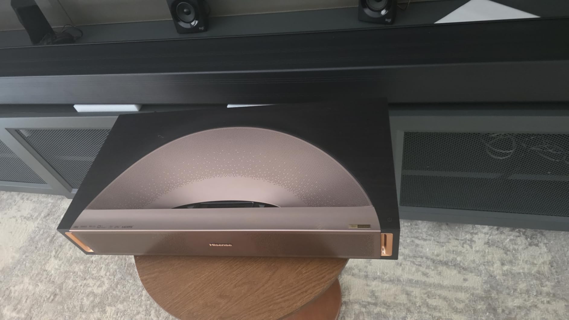 Hisense PL2, Ultra Short Throw Home Theater Laser Projector, 80” – 150”, 4K UHD, 2,700 Lumens, 3000:1 Contrast, Dolby Vision & Atmos, 3D, Google TV, WIFI 6E customer photo 1