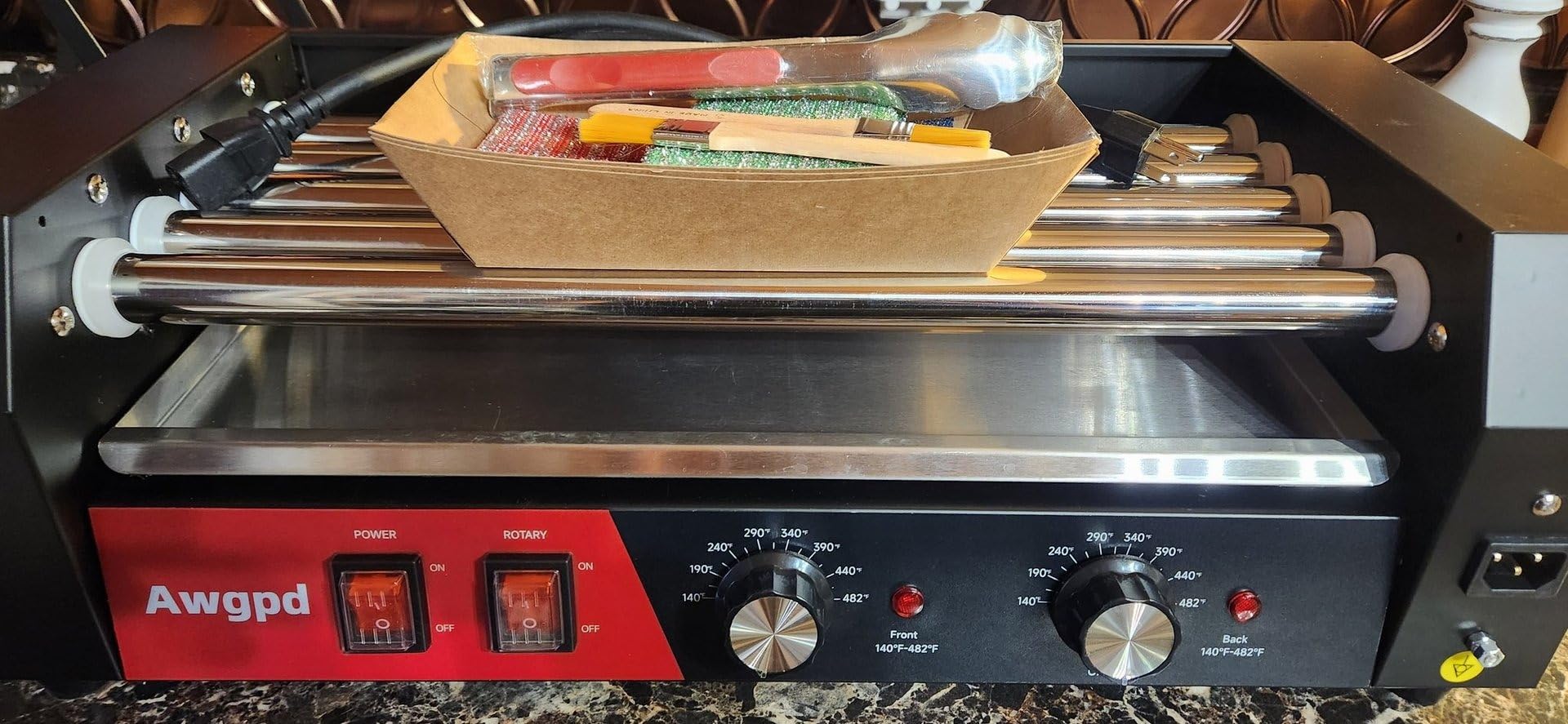 1650W Commercial Hot Dog Rollers Machine,11 Rollers 30 Hotdog Roller Grill customer photo 2