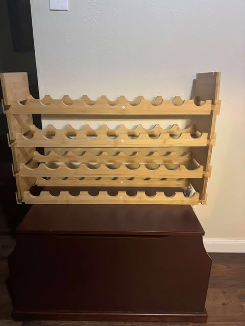 Amazon Basics Stackable Natural Bamboo Wine Rack, 36 Bottle Capacity customer photo 2
