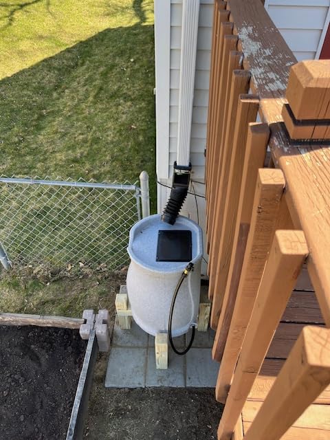FCMP Outdoor Catalina 45 Gallon Rain Barrel, Black | BPA-Free Flat-Back Design with 3.5 Foot Garden Hose, Shut-Off Thumb Valve, and Fixed Lid customer photo 1