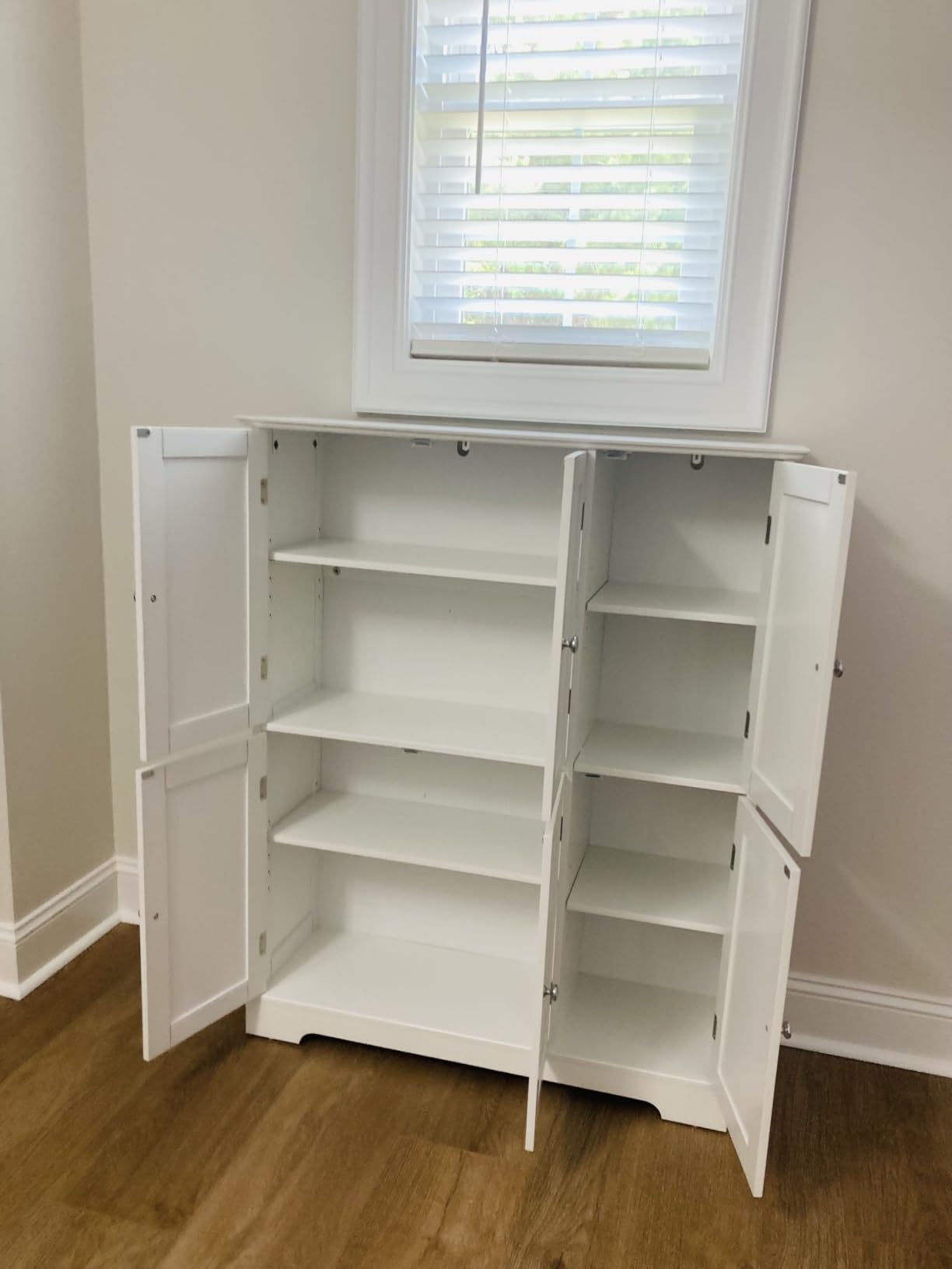 ChooChoo Bathroom Floor Cabinet with Adjustable Shelves, 4 Doors, White customer photo 1
