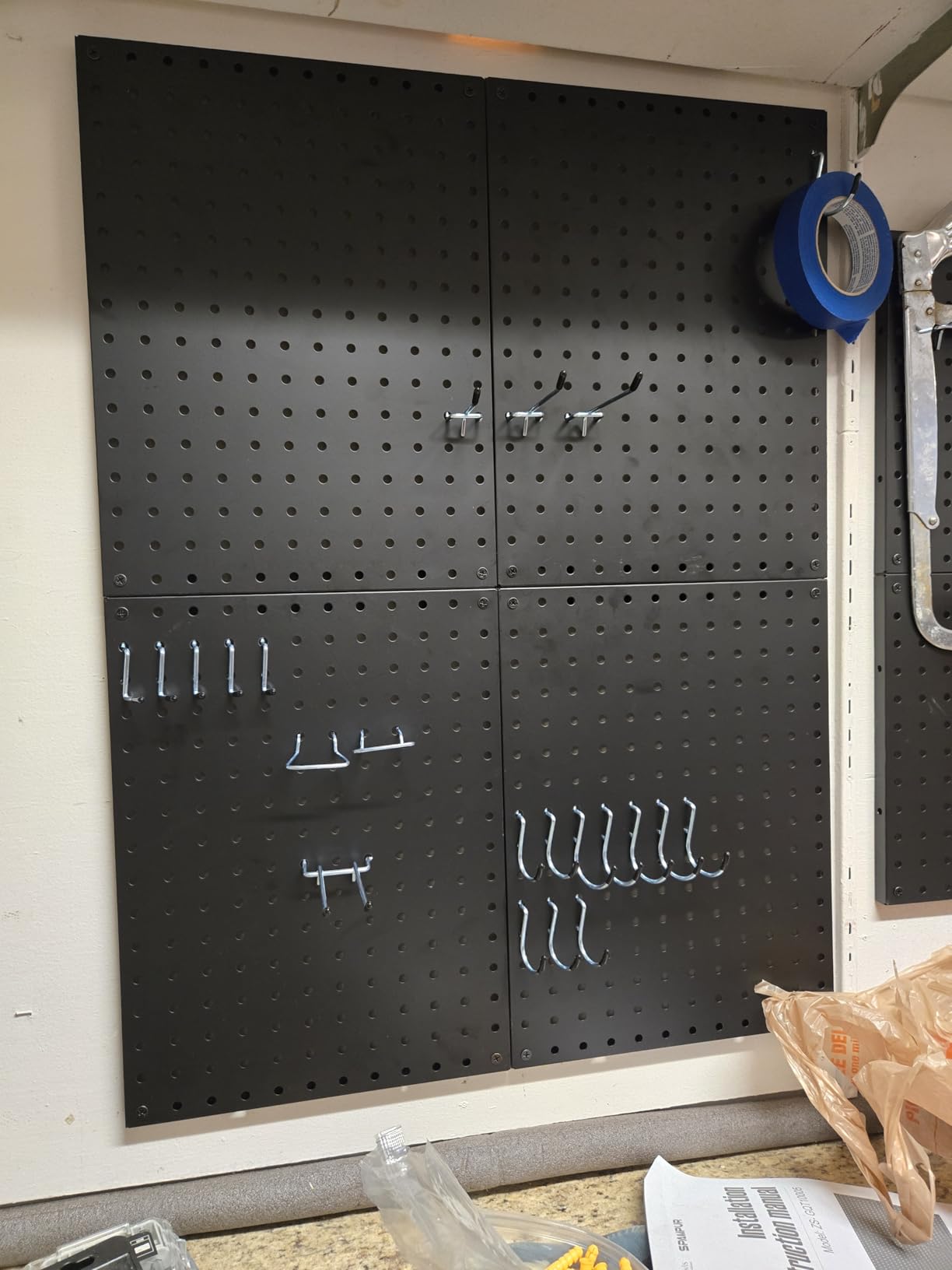 Spampur Peg Board, 4 Pack Metal Pegboard Panels with 50 Hooks, Black Pegboards Wall Organizer, Heavy Duty Peg Board for Walls Home, Garage Tool Storage customer photo 1
