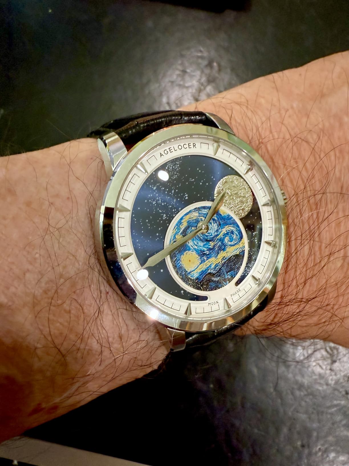 Moon Phase Watch Original Design, Automatic Mechanical Watches for Men, Leather Strap Waterproof Dress Watch Mens Gift customer photo 1