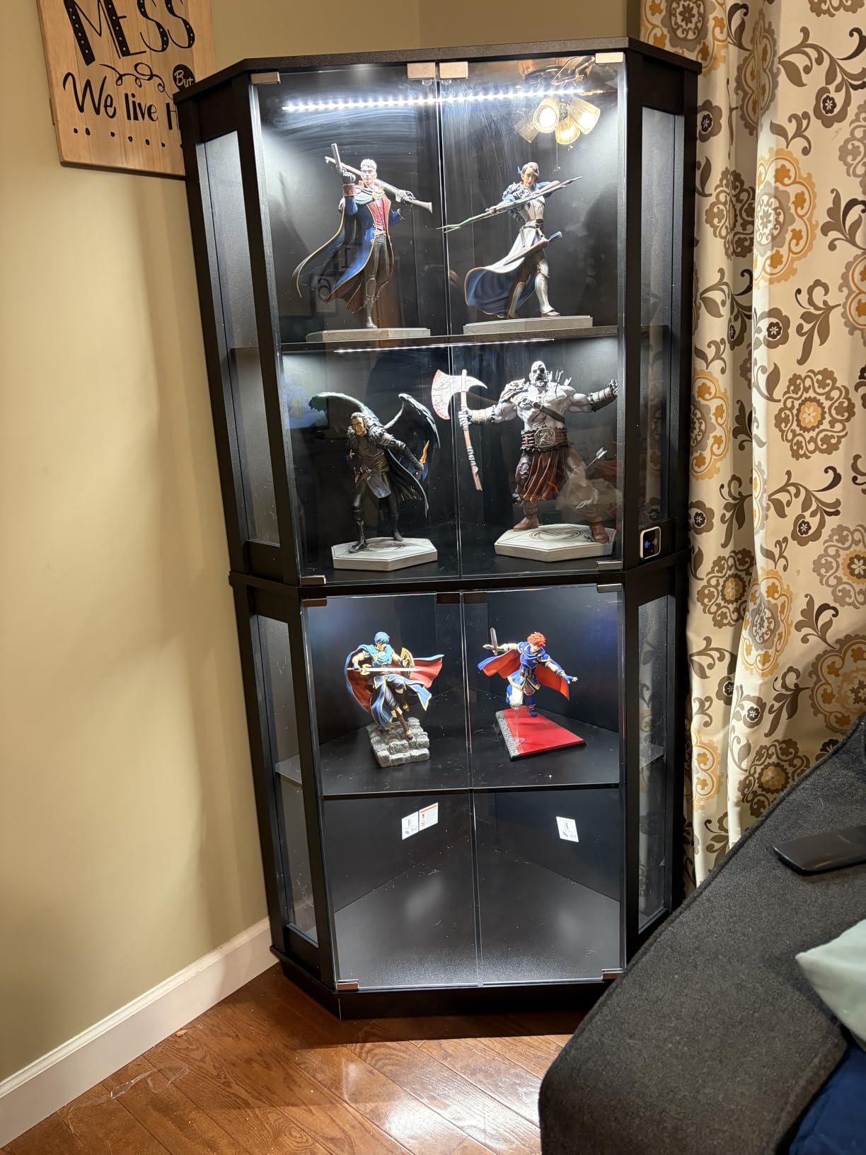 BROTTAR Lighted Corner Display Cabinet with Glass Doors for Collectibles | 65