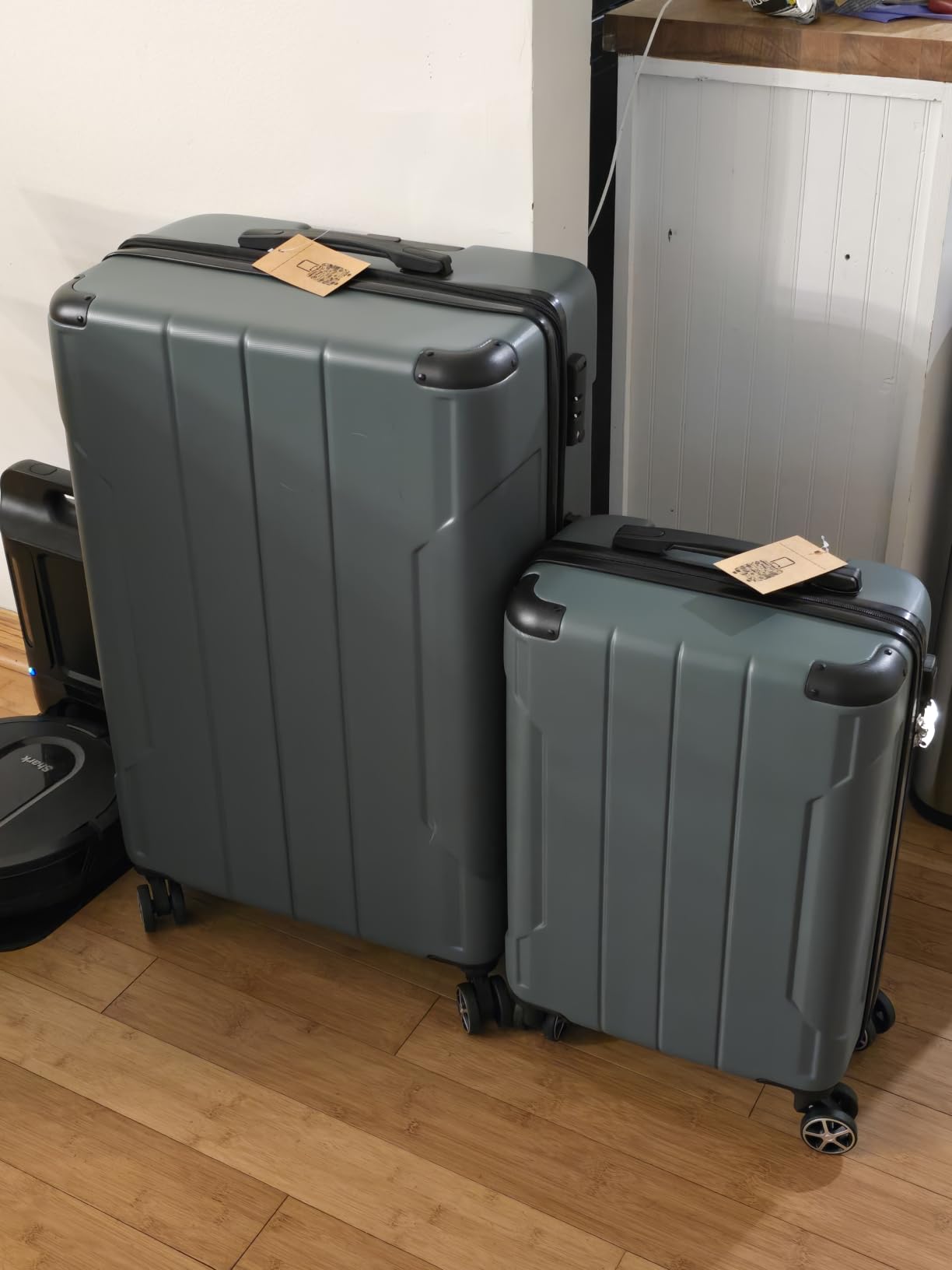 Merax Luggage Sets 2 Piece Suitcases with Wheels, Hardshell ABS Expandable and Lightweight, TSA Lock, Spinner Wheels, Carry On Luggage with Corner Guards (20 28 inch White Brown) customer photo 2