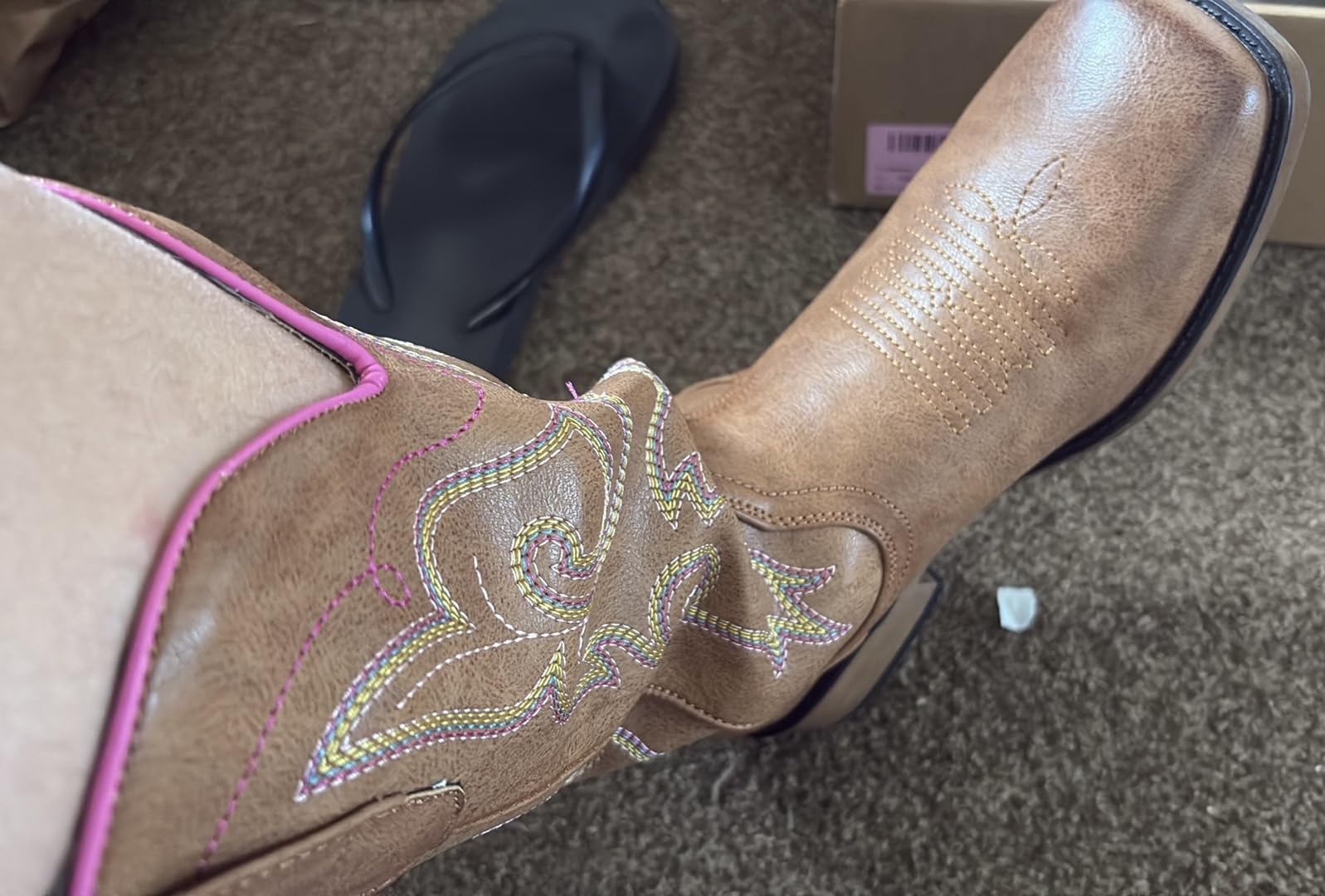 IUV Cowboy Boots For Women Square Toe Cowgirl Wide Mid Calf Western Boots customer photo 1