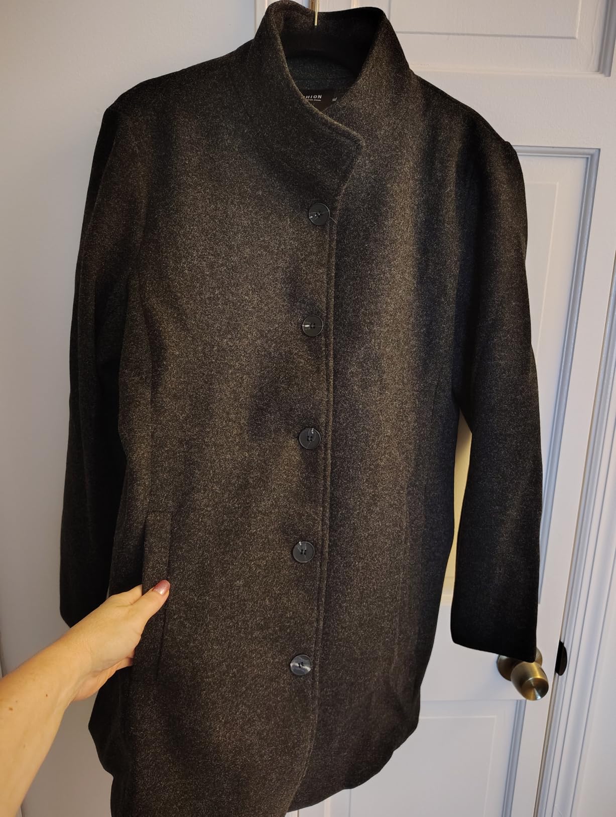 CHARTOU Women's Casual Thicken Wool Blend Stand Collar Single Breasted Pea Coat customer photo 2