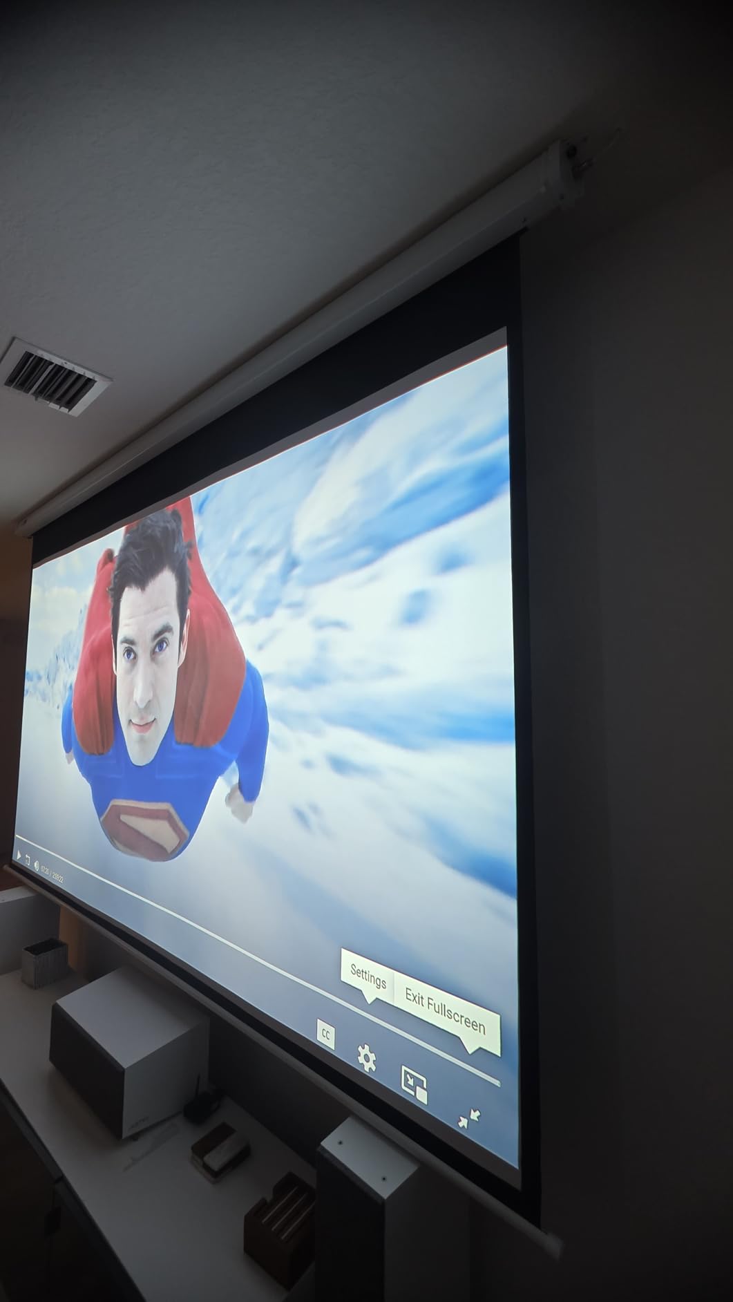 ALR Tensioned Motorized Projector Screen by SilverMagic - Tab Tensioned and Modern Design Gray Screen with White Aluminum case for Home Theater/Living Room/Patio/Office/Classroom - 100 inch 16:9 customer photo 2