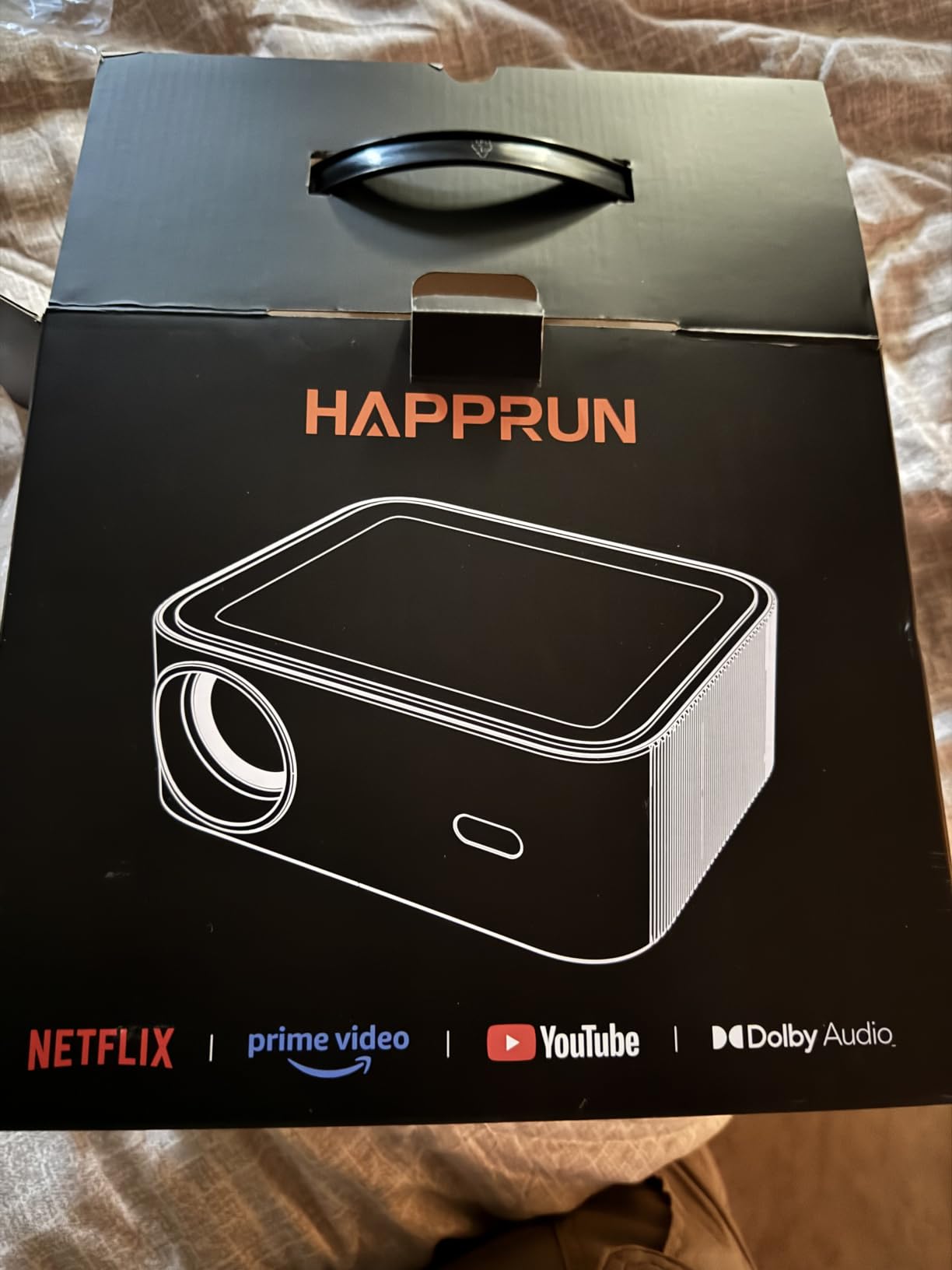 1500 ANSI lumens built-in streaming app full HD smart projector, HAPPRUN 4K projector, supports Wi-Fi and Bluetooth, Dolby audio, 300-inch large screen, suitable for home, outdoor, and indoor viewing customer photo 1