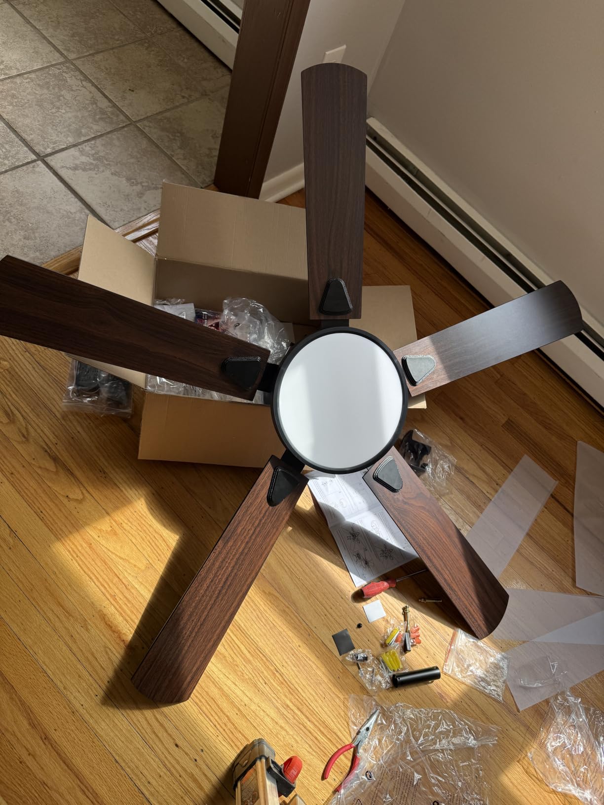 OJX Ceiling Fans with Lights, 52 inch Ceiling fan with Light and Remote/APP Control, 3CCT, Quiet DC Reversible, Dimmable, Modern Ceiling Fan for Bedroom, Living Room, Kitchen, Indoor/Outdoor Use customer photo 2