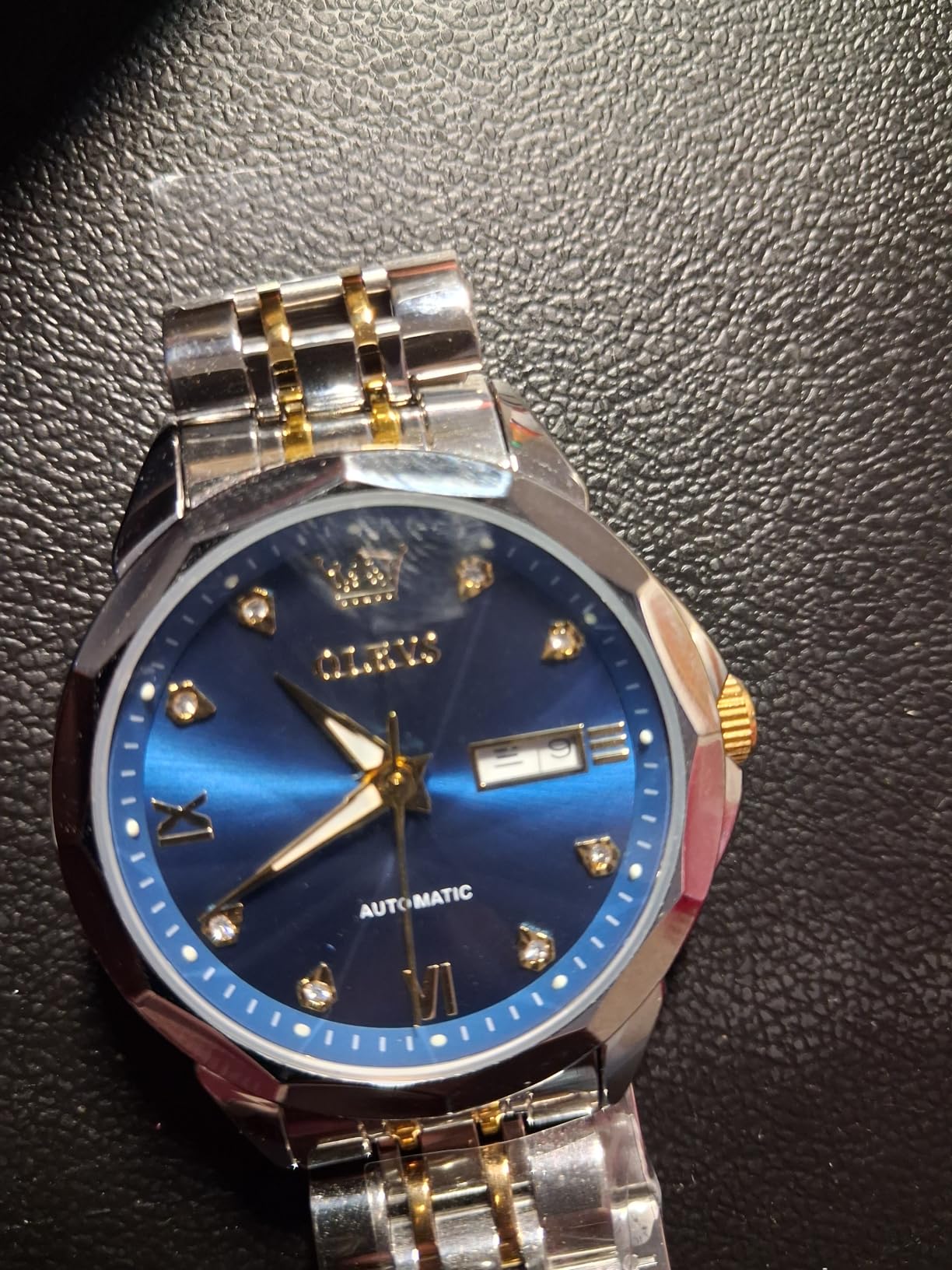 OLEVS Skeleton Men Watches Automatic Business Luxury Diamond Self Winding Watch for Men Stainless Steel Calendar Wrist Watch customer photo 2