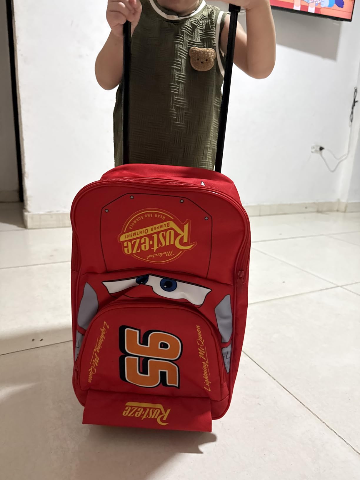 Disney Cars Lightning McQueen Carry-On Luggage with Wheels & Telescopic Handle for Kids 17