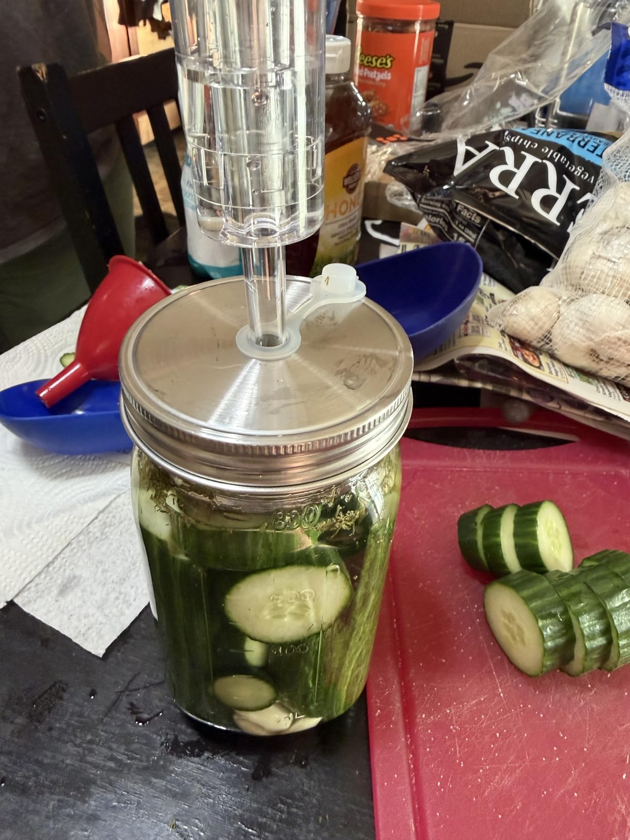 32 oz Mason Jar Fermentation Kit, 2 Pack Fermentation Jars, Fermentation Lids, Fermenting Weights and Airlocks, Complete Fermenting Kit for Making and Storing Sauerkraut(Pack of 2) customer photo 2