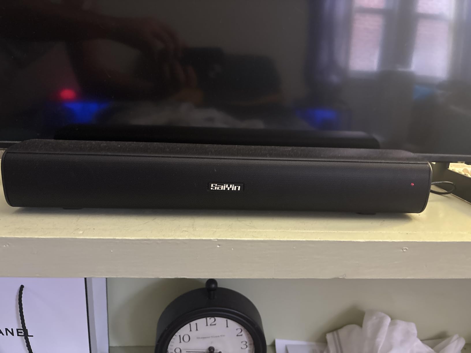 Saiyin Sound Bar for Smart TV,Ultra Compact Design,3 Equalizer Modes customer photo 1
