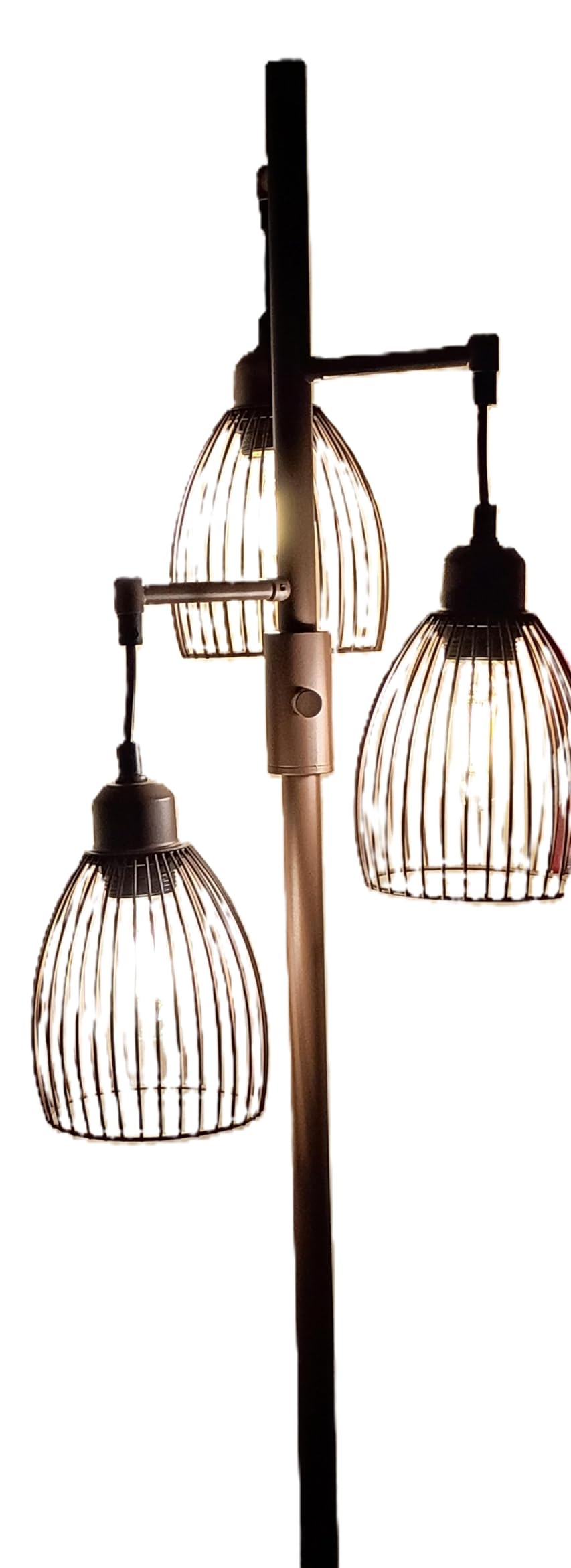 Nintiue Dimmable Floor Lamp,3x800LM LED Bulbs Included, Farmhouse Industrial Floor Lamp Standing Tree Lamp with Teardrop Cage Head Tall Lamp for Living Room Bedroom Office Dining Room - Matte Brown customer photo 2